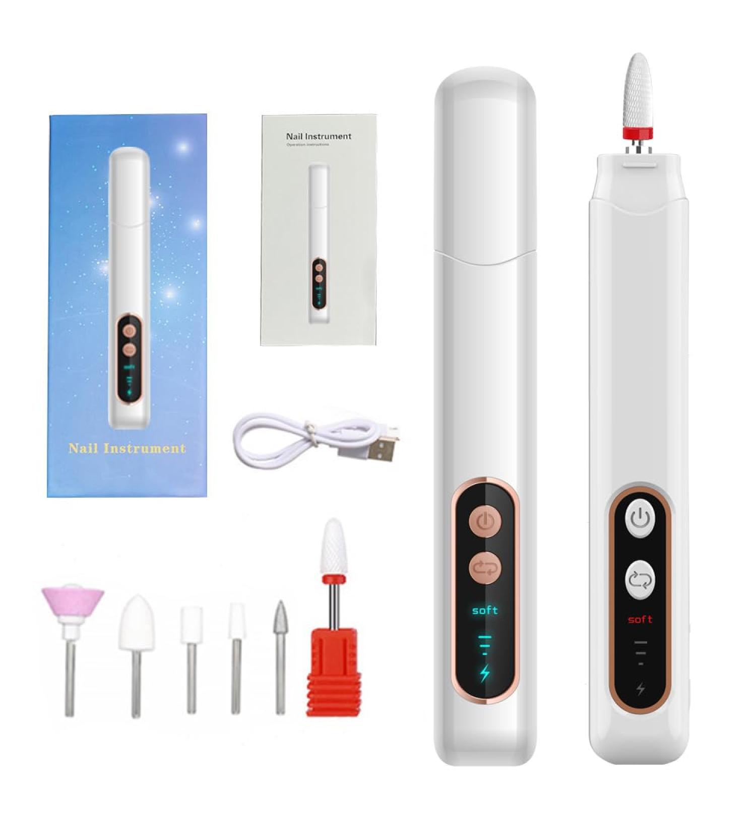 Electric Nail Drill Machine Portable USB Type Nail File Remover Manicure Kit Pedicure Tool 15000rpm Pen Nail Kit for Salon Home Acrylic Gel Nails.