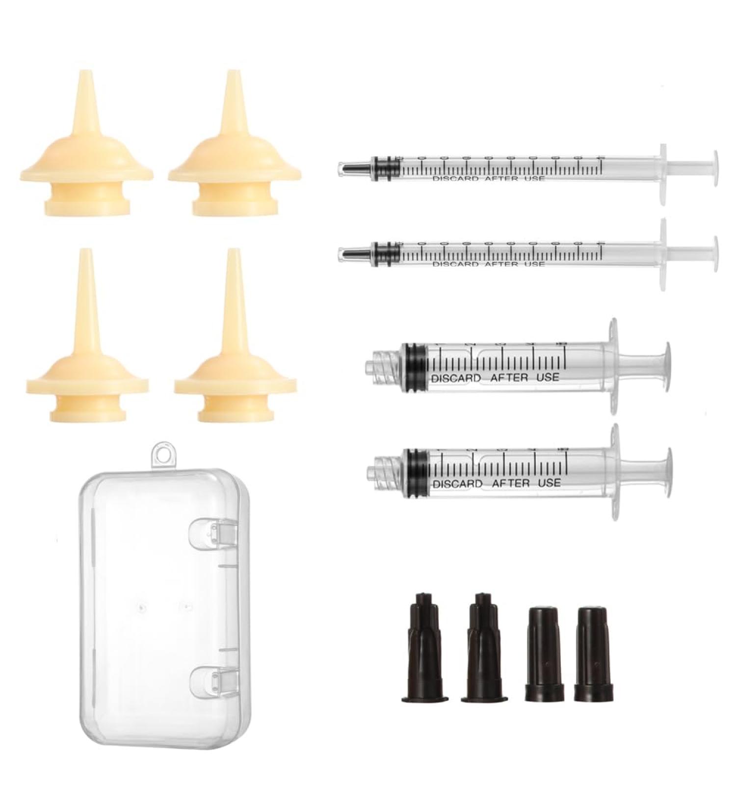 Vibury Mini Pet Feeding Syringes - 12 Silicone Nipples for Puppies Dogs & Cats - Ideal for International Shipping - Buy Online on GoSupps.com