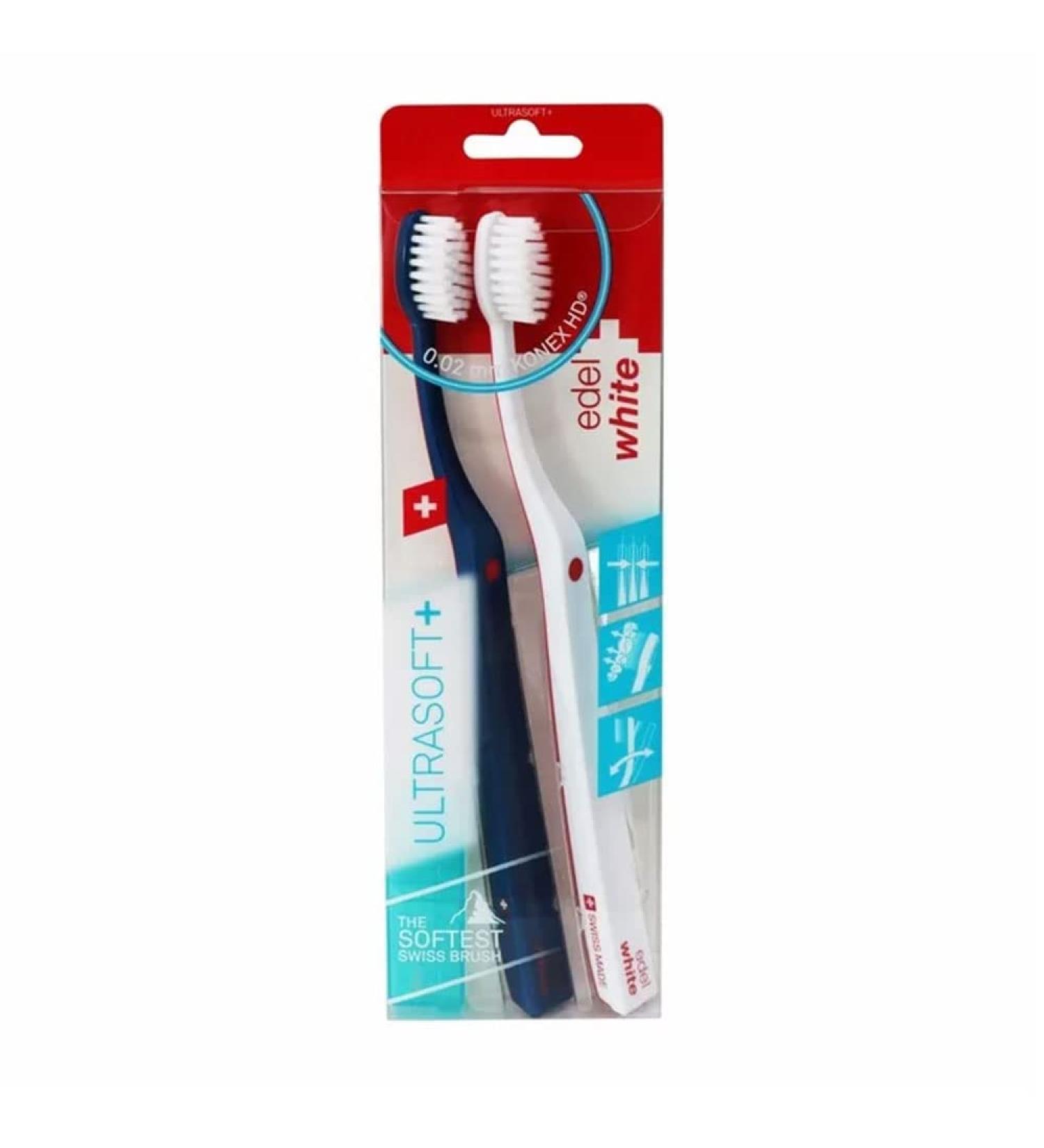 edel+white Flosser Ultra-Soft Duo Swiss-Made Toothbrushes - 2 Pack