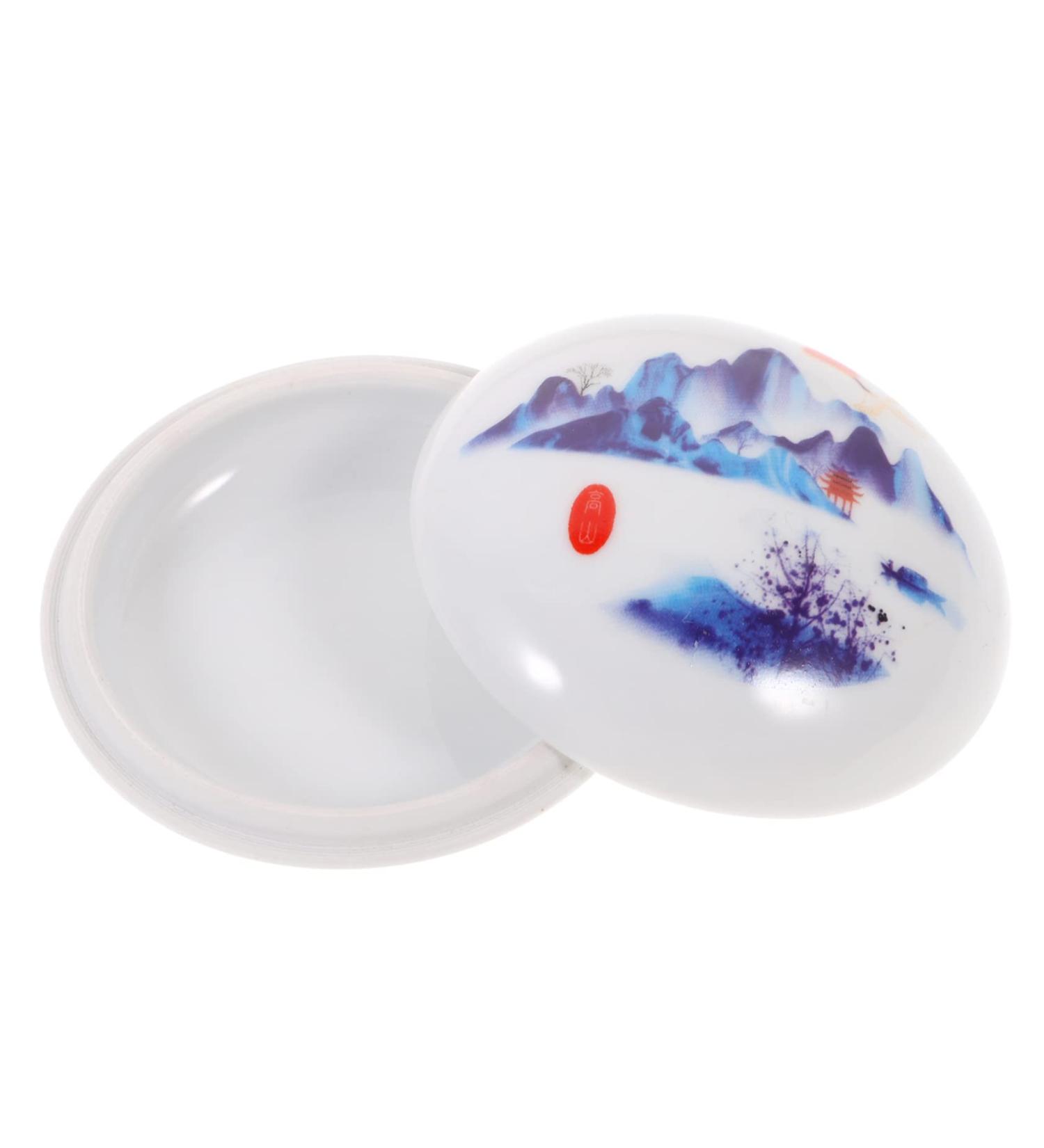 Angoily Ink Pad Box Lip Balm Container Scrapbook Ink Stamp Travel Lotion Container Makeup Container Blusher Pots Craft Ink Pad Rustic Home Decor Red Ink Ceramics Mini White Cream - Buy Online on GoSupps.com