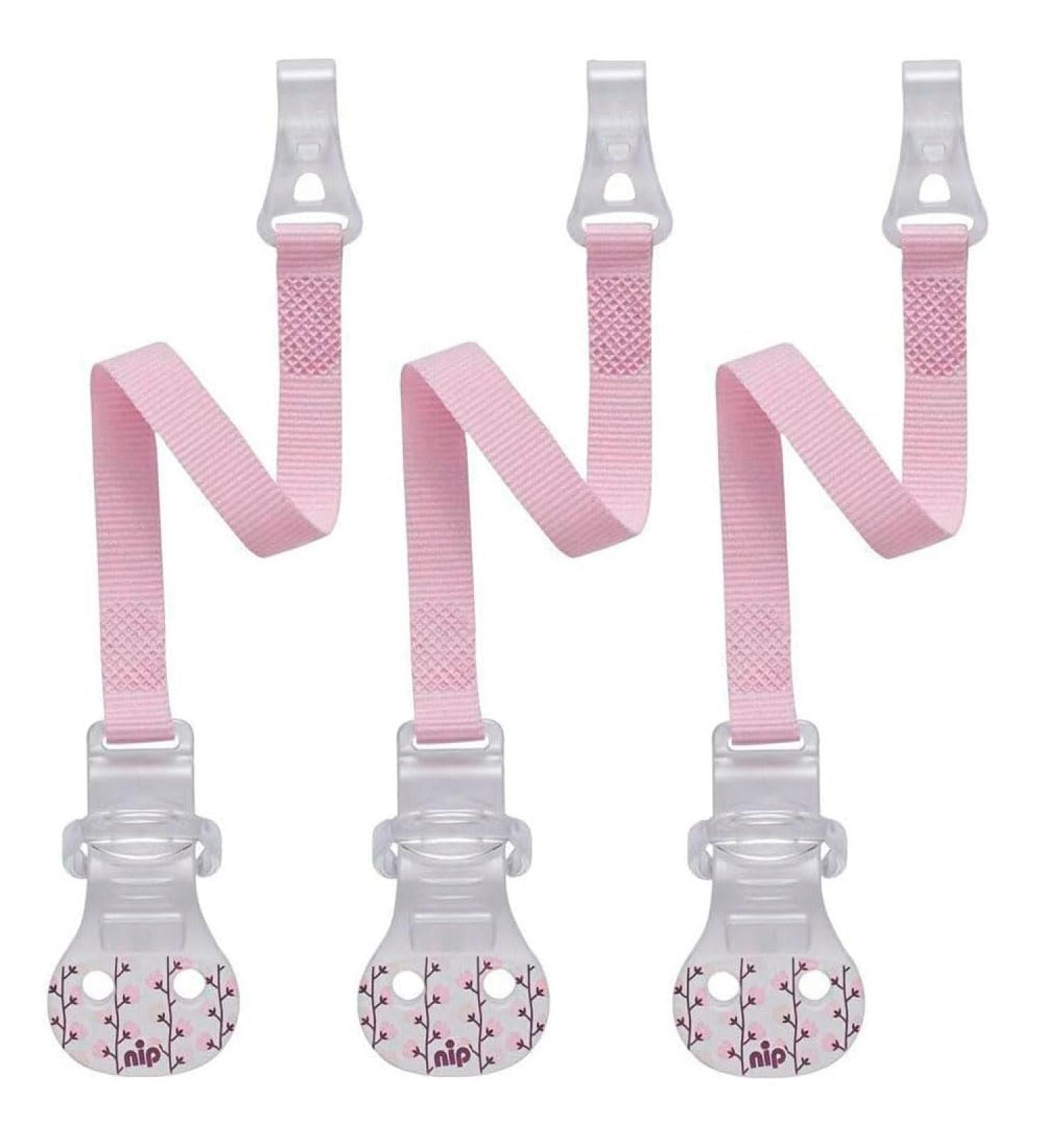 Pack of 3 Metal-Free BPA-Free NIP Pacifier Straps - Pastel Rose Pacifier Chains with Hooks for International Shipping - Buy Online on GoSupps.com