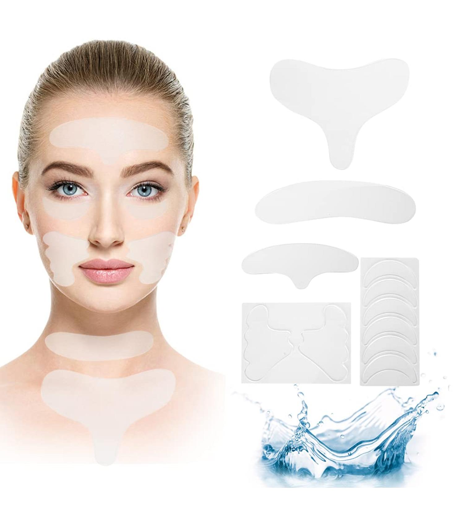 Anti-Aging Facial Patches - Reusable Fold Remover Stripes for Neck Chest Forehead Eyes & Mouth - 11 Pieces - Buy Online on GoSupps.com
