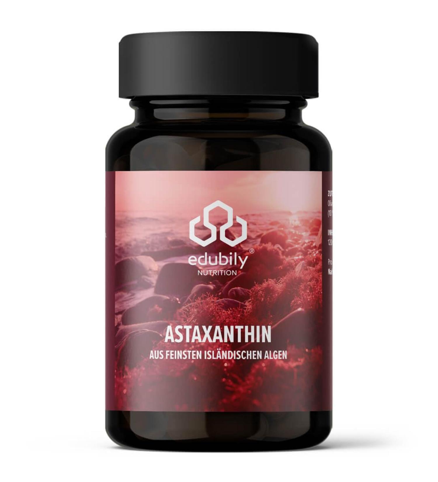 Edubily Nutrition Astaxanthin 8mg - Vegan Icelandic Algae Supplement - 120 Lab-Tested Capsules - Premium Quality - Buy Online on GoSupps.com