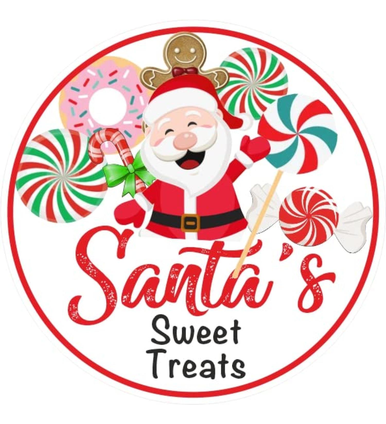Santa's Sweet Treats Christmas Stickers Labels Seals Baking Cones Kids gift