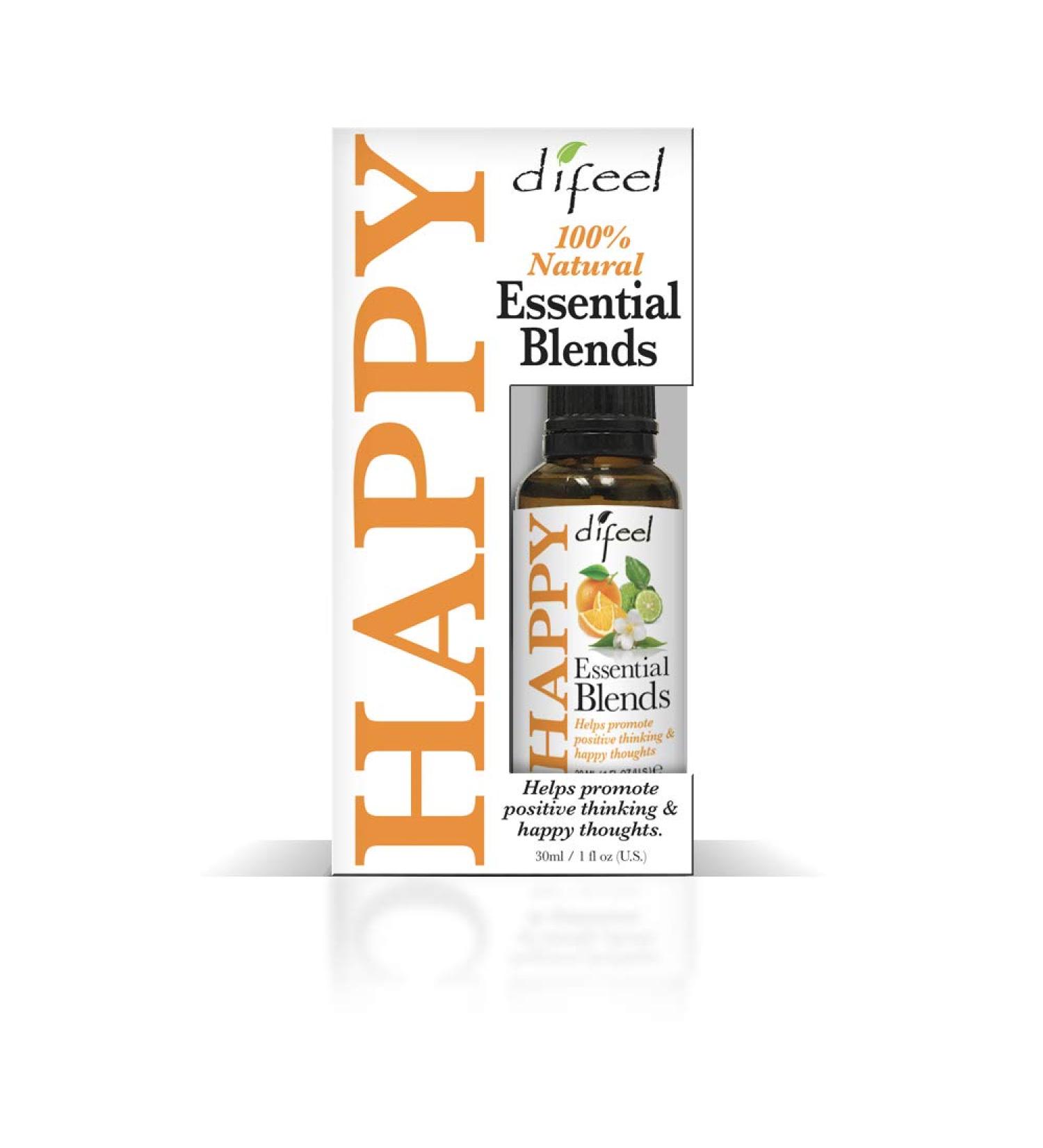 Difeel 100% Natural Essential Oil Blends - Happy 1oz | Aromatherapy Stress Relief & Wellness - Buy Online on GoSupps.com