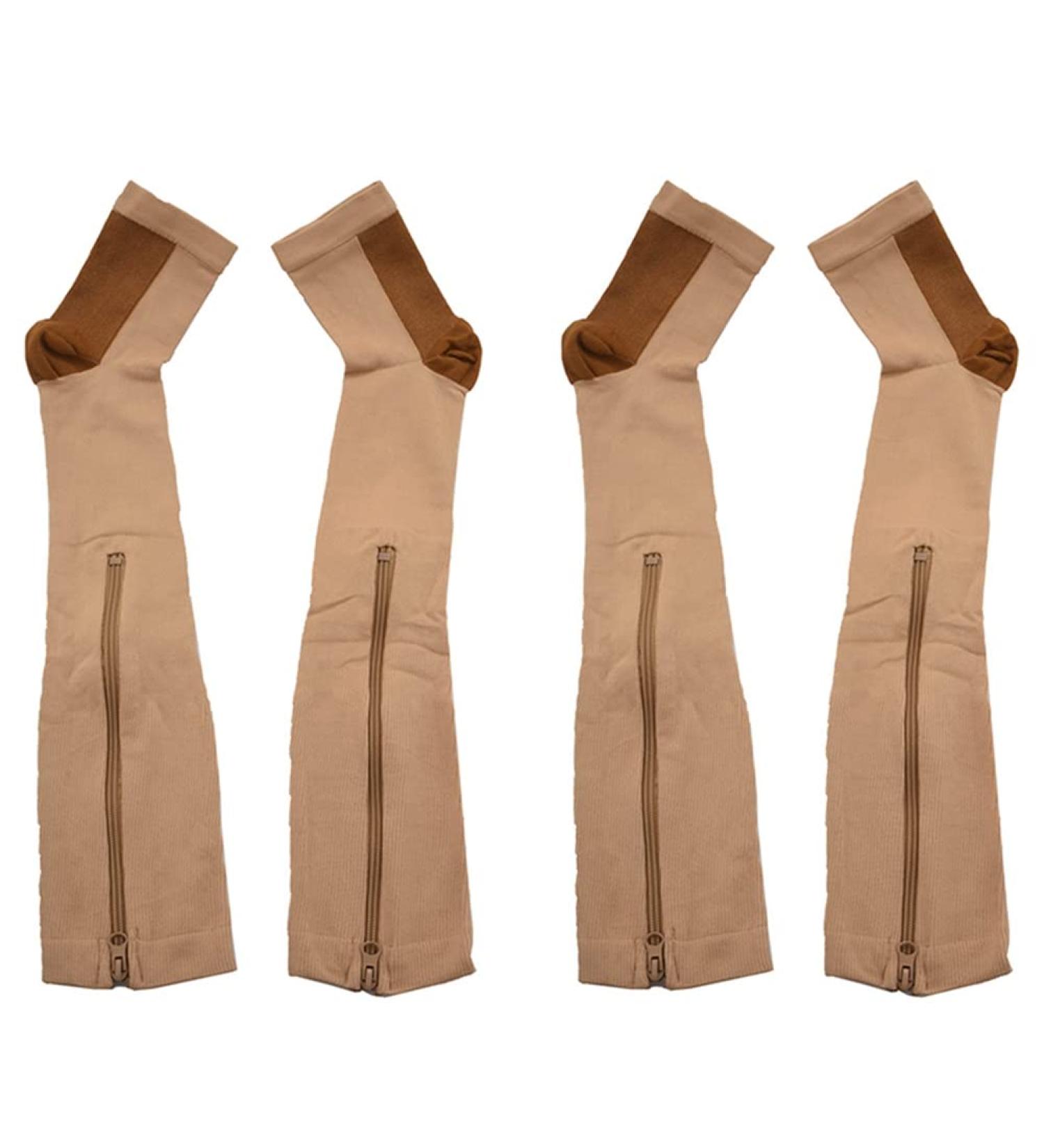 VENEKA Compression Stockings XXL - Open Toe Varicose Veins Socks with Zipper | 4 Pack Nylon Stretch - International Shipping Available - Buy Online on GoSupps.com