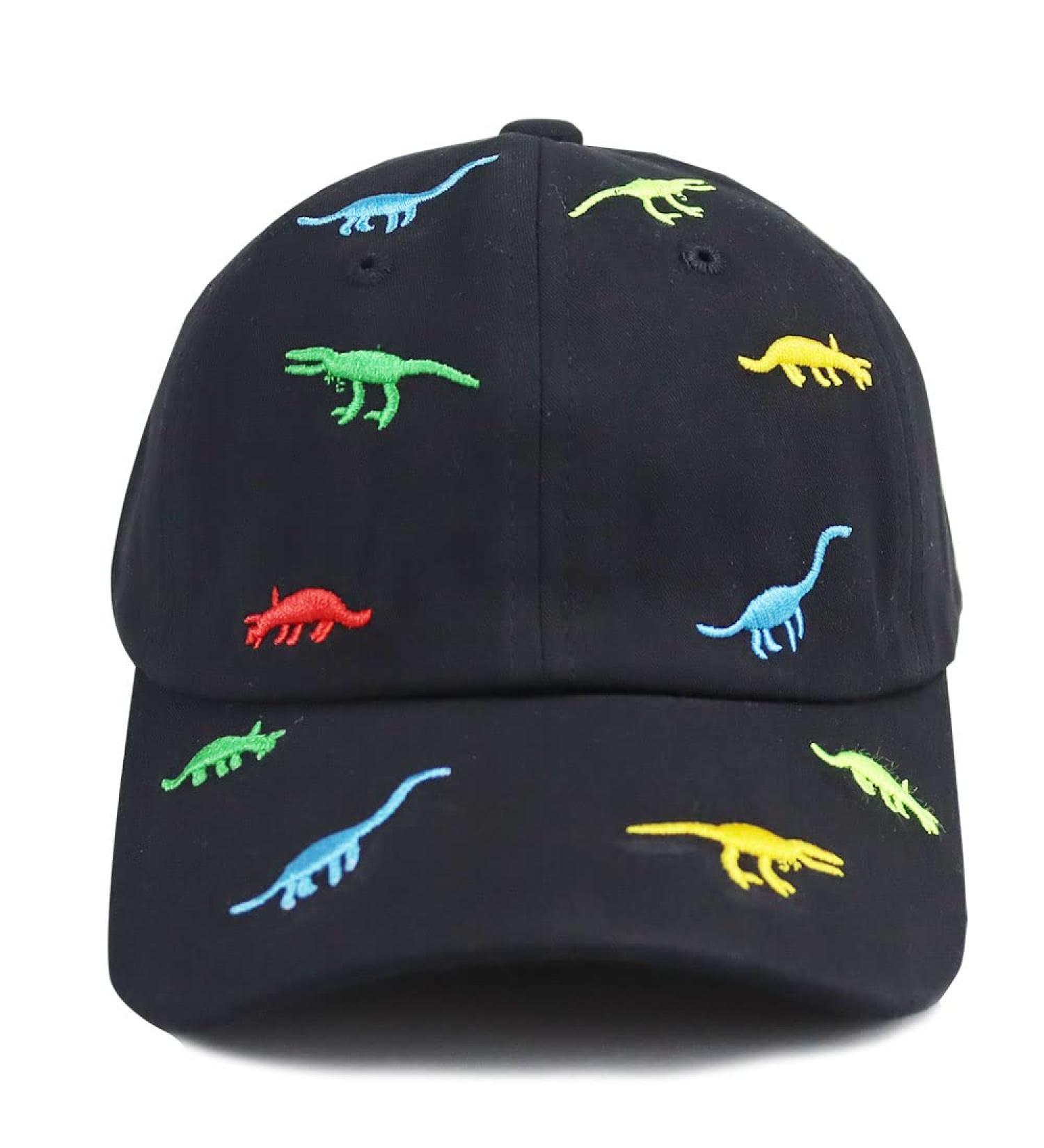 Kids Dinosaur Baseball Cap | Embroidered Adjustable Cotton Denim Hat | Vintage Washed Distressed Design for Boys & Girls - Buy Online on GoSupps.com