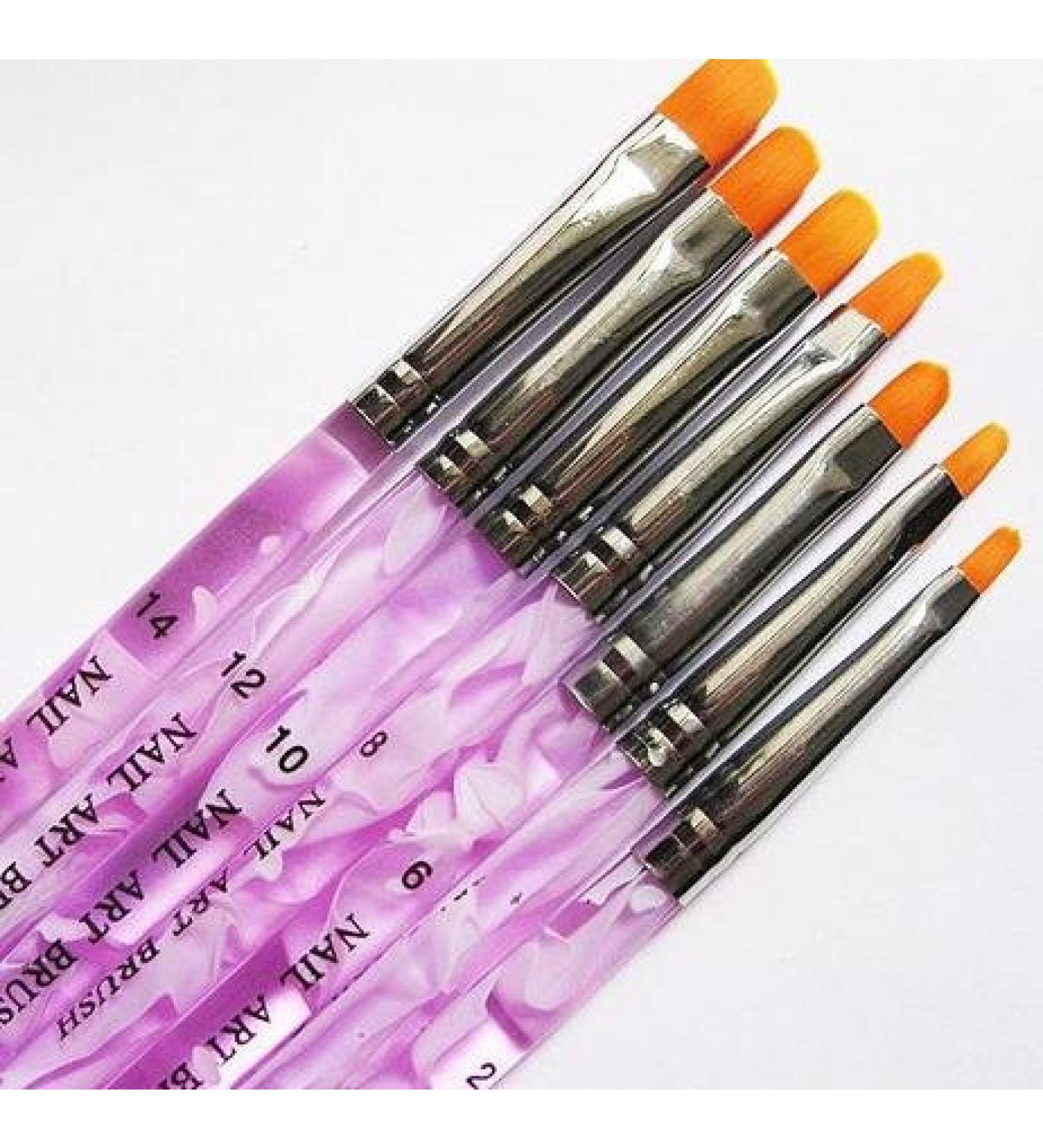 1 x UV gel brush purple/pink marble - 7 sizes available - CUTE NAILS