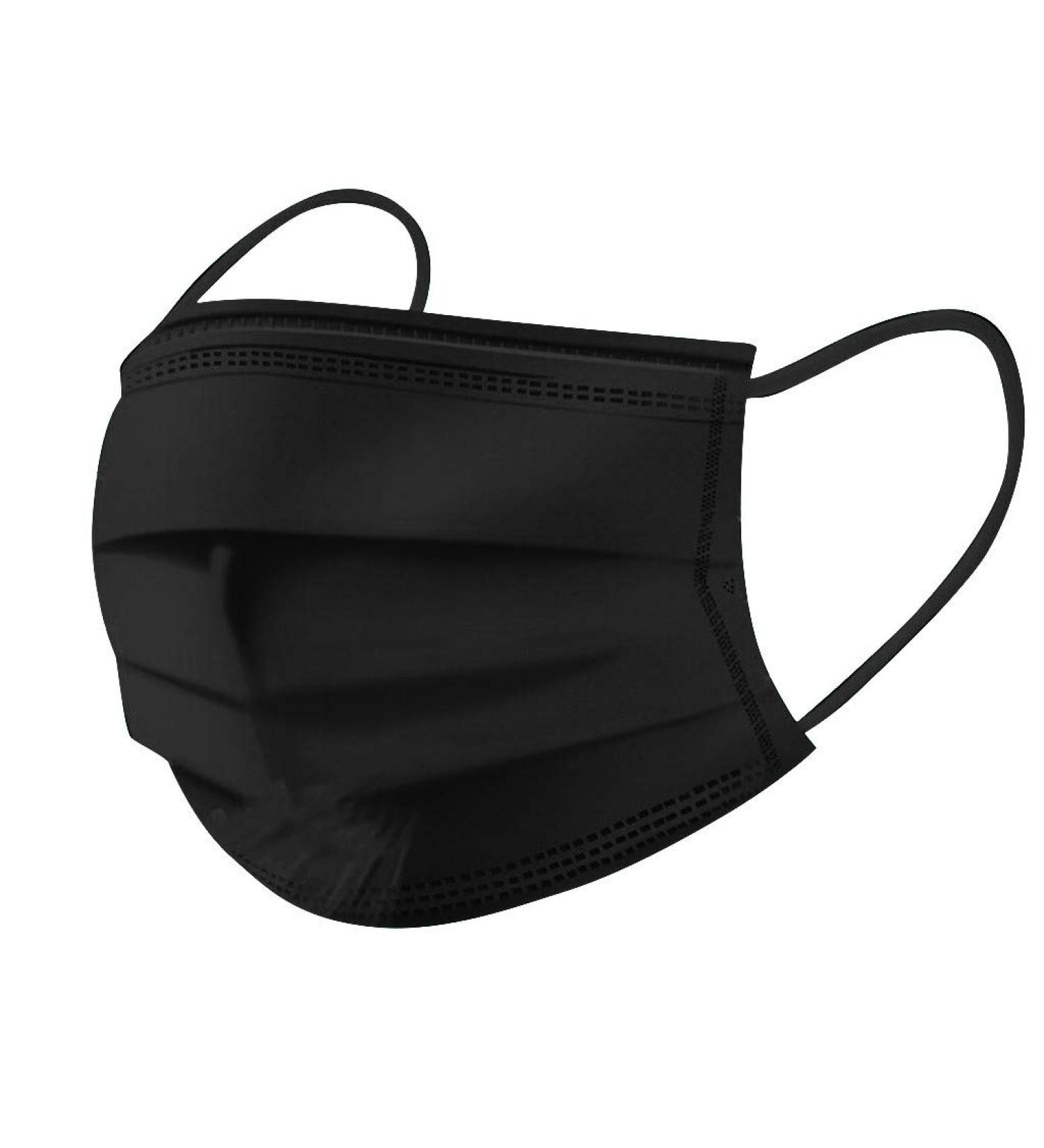 Black-50pack Disposable Face Masks Ear Loop. Protective breathable dust-proof 3protective non woven layer mask. Non-Medical Protective Disposable Mask for everyday use. - Buy Online on GoSupps.com