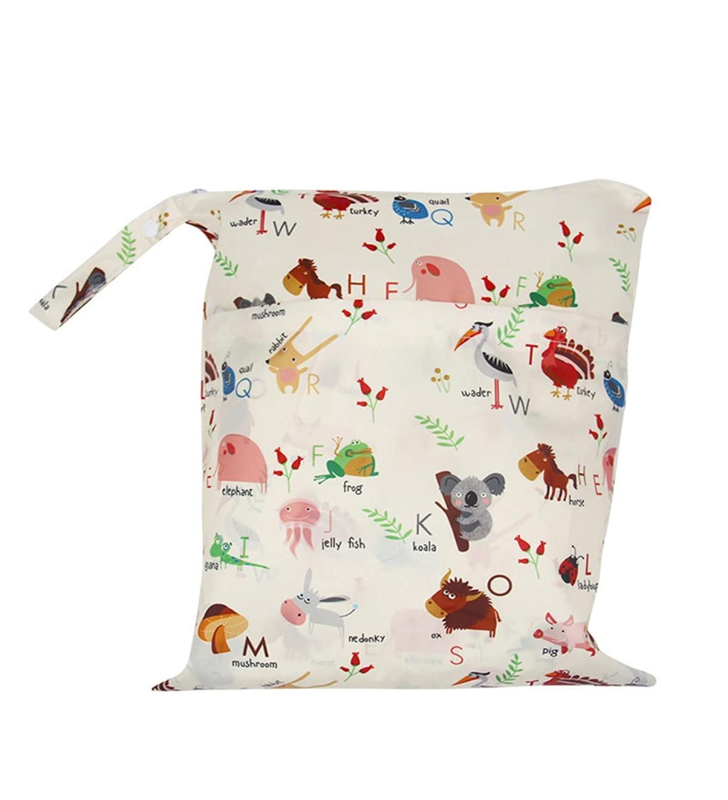 Egurs Wetbag Waterproof Reusable Diaper Bag | Nappy Bag Zoo & Letters | 30x36cm - Buy Online on GoSupps.com
