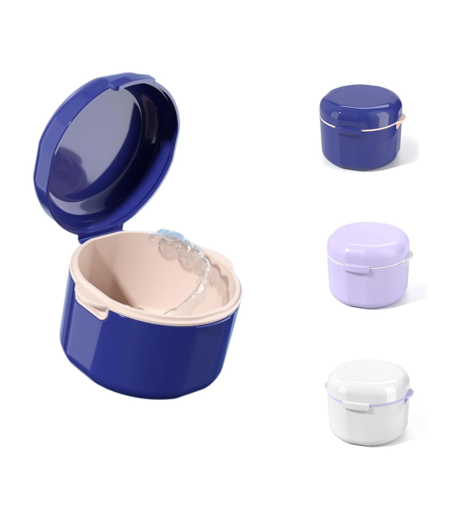 Carry Cover Double Hollow Drain Invisible Braces Storage Box - Orthodontic Retainer & Denture Cleaning Box (White) | International Shipping Available - Buy Online on GoSupps.com