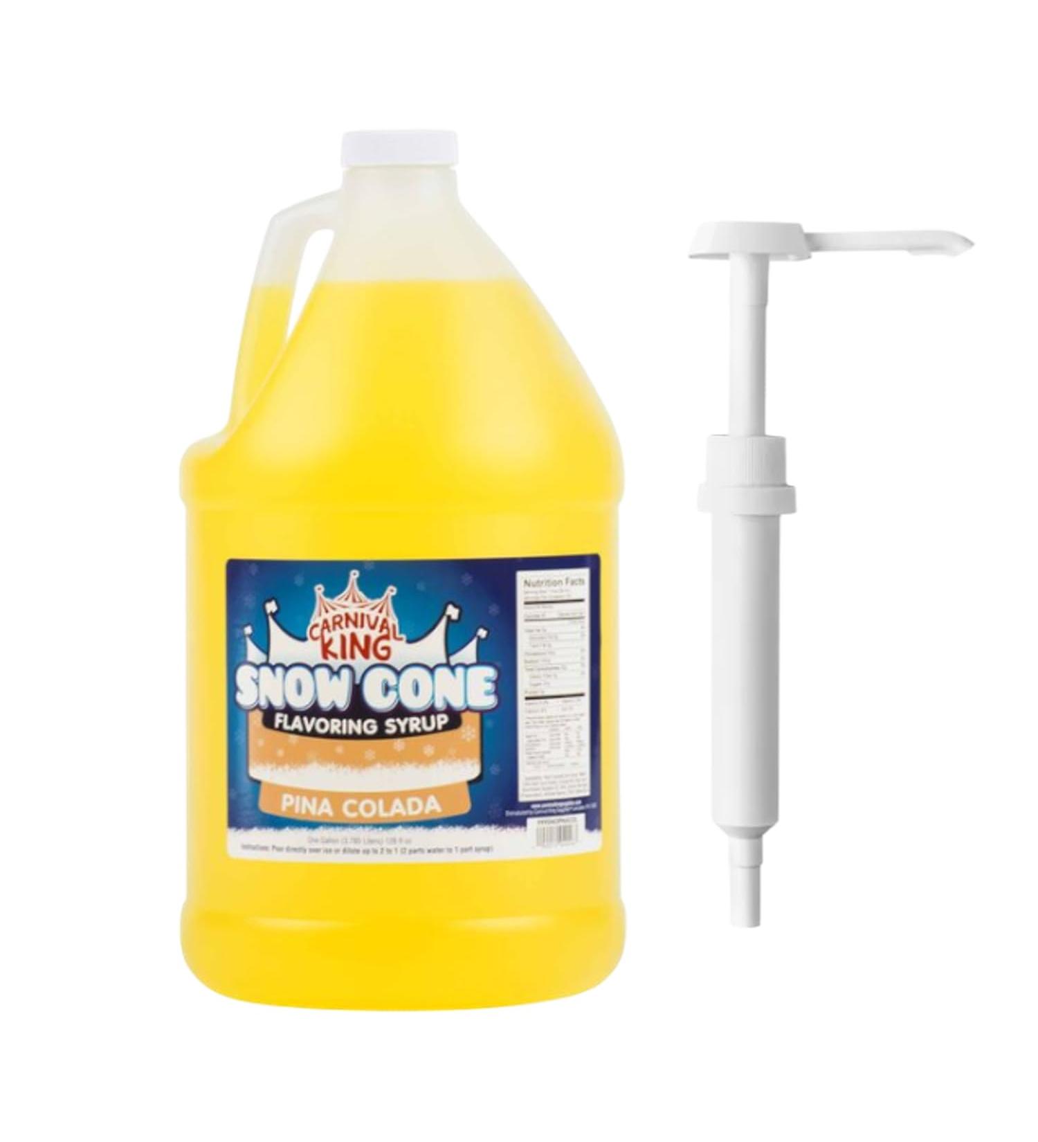 ZippySweets - Pina Colada Flavour Snow Cone Syrup - 1 Gallon with Complimentary Pump Perfect Shaved Ice Syrup for 128 Snow Cones Ideal for Shaved Ice Treats & Refreshing Summer Fun - Buy Online on GoSupps.com