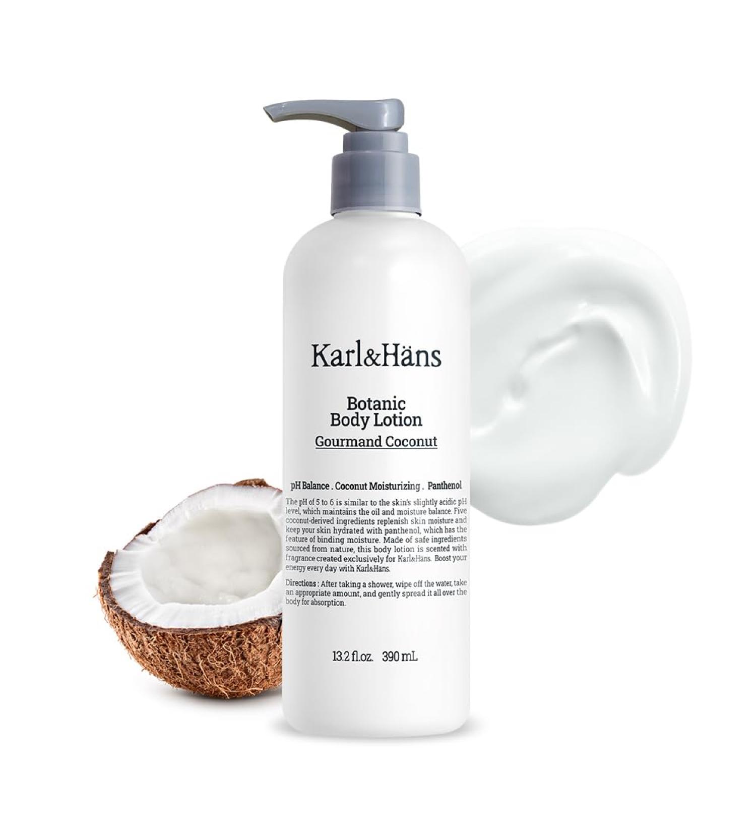 Karl&Hans Botanic Vegan Body Lotion - Coconut Scent Long-lasting Hydration for Hands & Body 13.2 fl oz - International Shipping Available - Buy Online on GoSupps.com