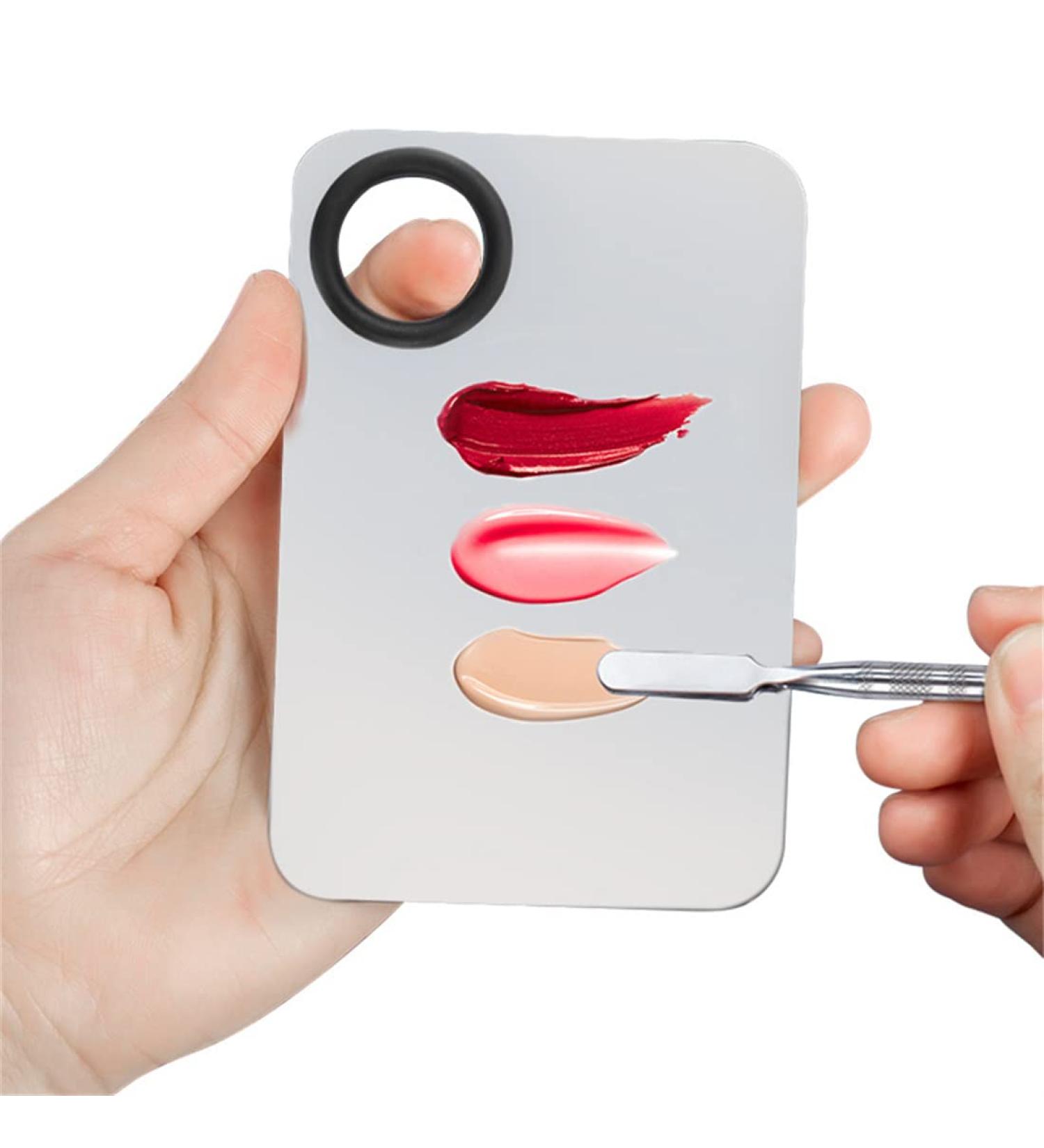 Stainless Steel Makeup Mixing Palette with Spatula Rod - Cosmetic & Nail Art Tool - Buy Online on GoSupps.com