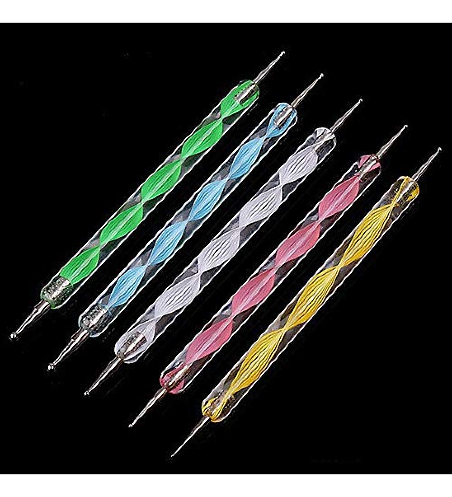 Brussels 08 x 5 pieces double-sided nail point drilling pencils marble pencils nail art dot DIT DIY manicure polish pen random color of random choice of colors