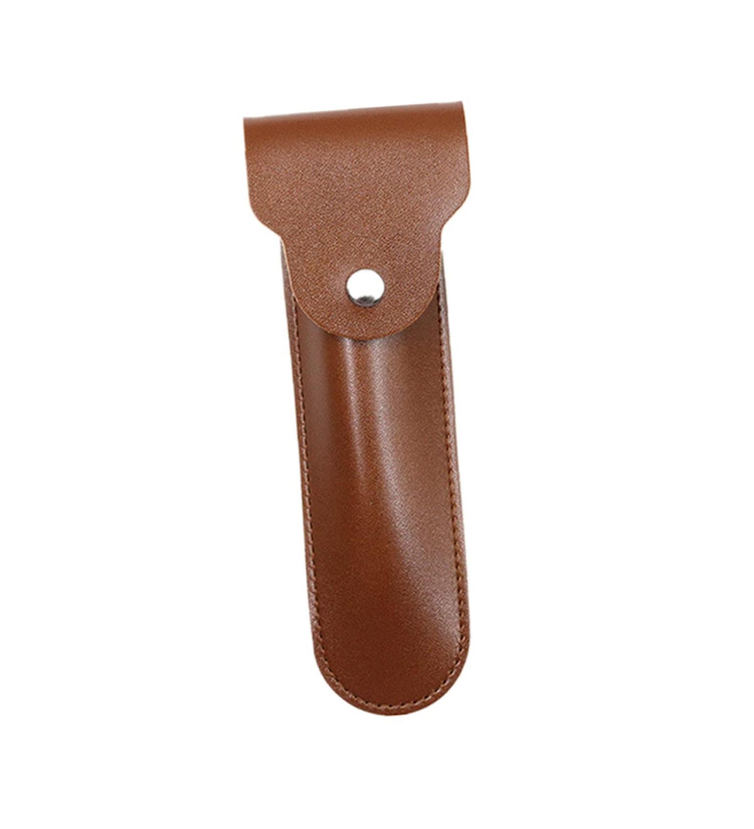 Beavorty Razor Storage Case - Travel-Friendly PU Cover for Shaving Razors Stylish Brown Design 16.5x4.2x1cm - Buy Online on GoSupps.com
