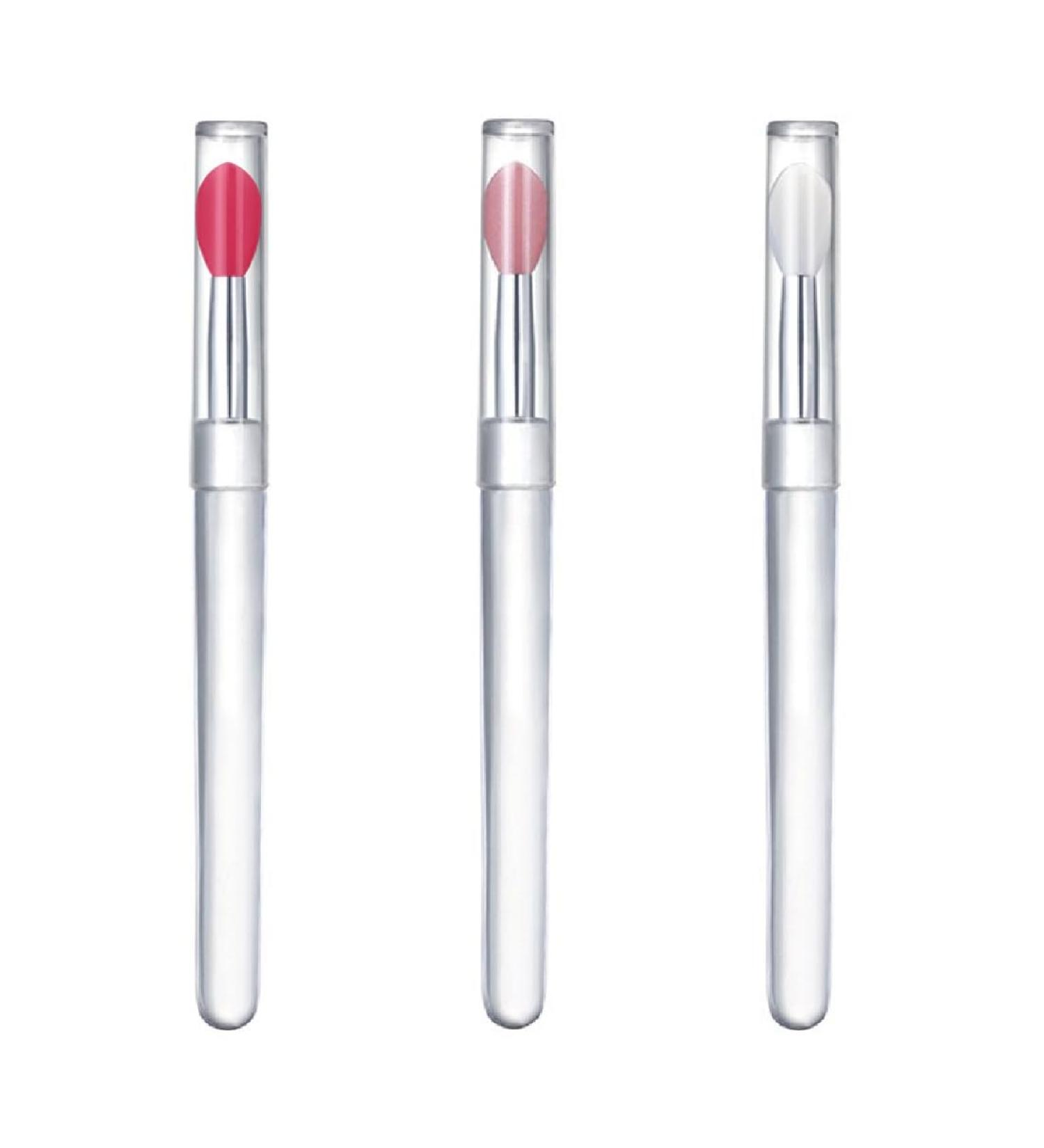 Professional 3-Piece Silicone Lip Brush Set with Lids - Eyebrow Lipstick & Eyeshadow Applicators for Flawless Makeup - Ideal Beauty Tool for Gloss & Masks - Buy Online on GoSupps.com