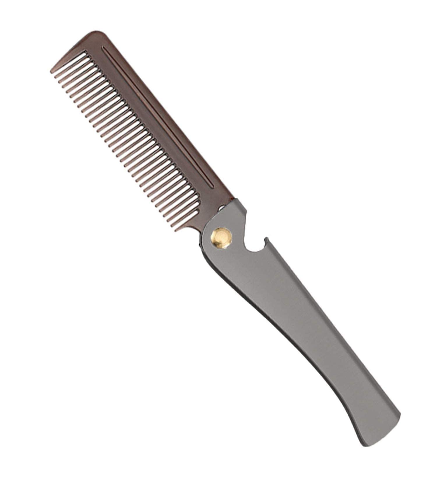 Stainless Steel Folding Comb - Pocket Comb for Men and Women - Black - Buy Online on GoSupps.com