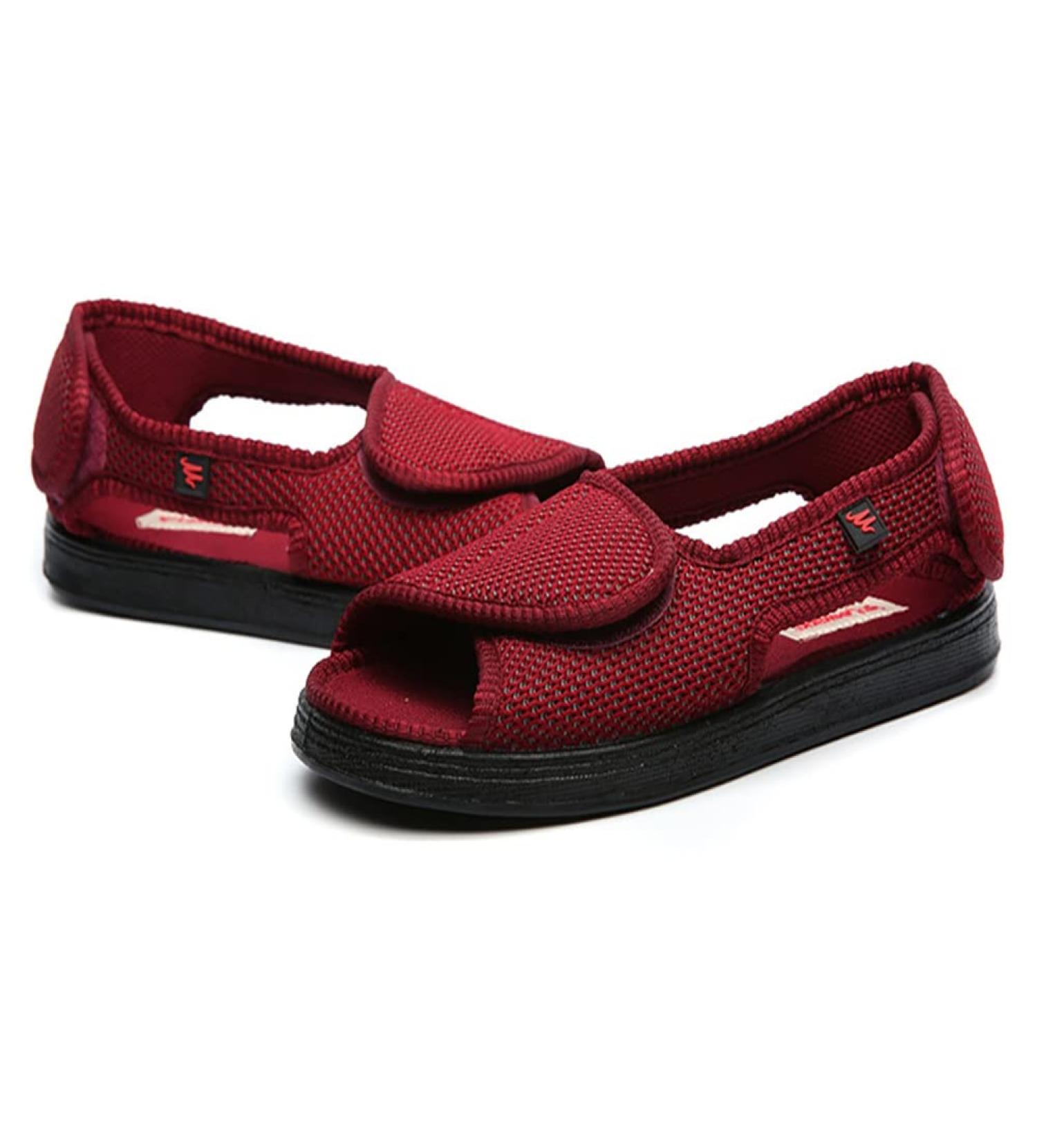 XINTU 2-Strap Adjustable Diabetic Shoes Men Women - Burgundy Men's 11.5 Wide Fit Sandals for Arthritis & Swollen Feet - Comfortable Breathable Mesh Walking Shoes - Buy Online on GoSupps.com