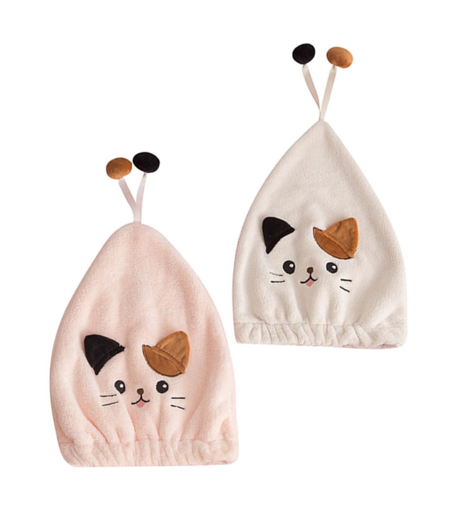 Ciieeo 2pcs Cat Dry Hair Cap Hair Towel Dry Hair Hat Cosmetiquera Hair Absorbent Cap Womens Bandana Supple Hair Caps Hair Turbans for Wet Hair Bath Hat Princess Hat Coral Fleece Thicken As Shown 33X27CM - Buy Online on GoSupps.com