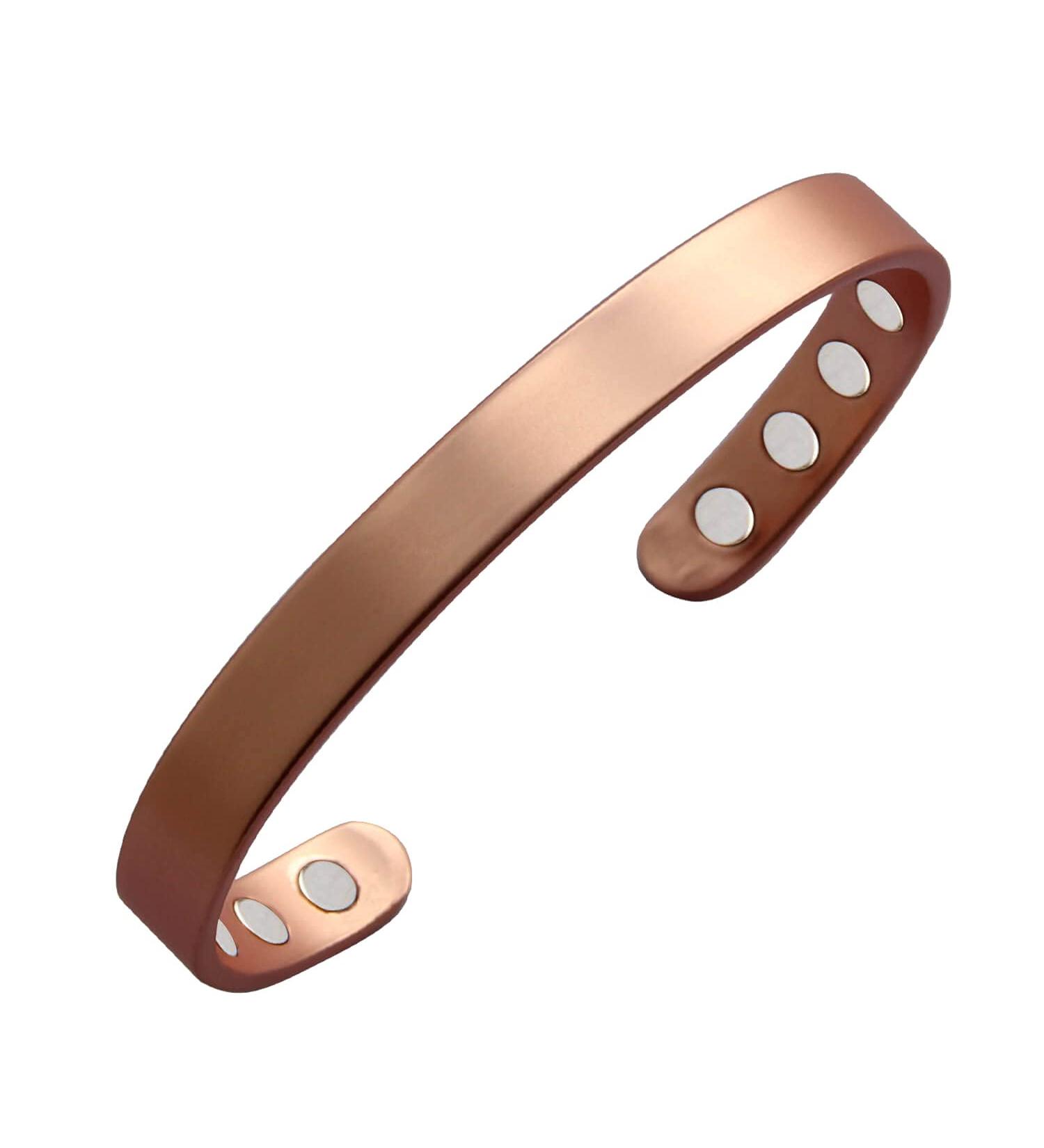 Pure Copper Bracelet for Arthritis Relief - Adjustable Bangle with Magnets for Joint Pain - Men and Women - 6.8 - Plain Design - Buy Online on GoSupps.com