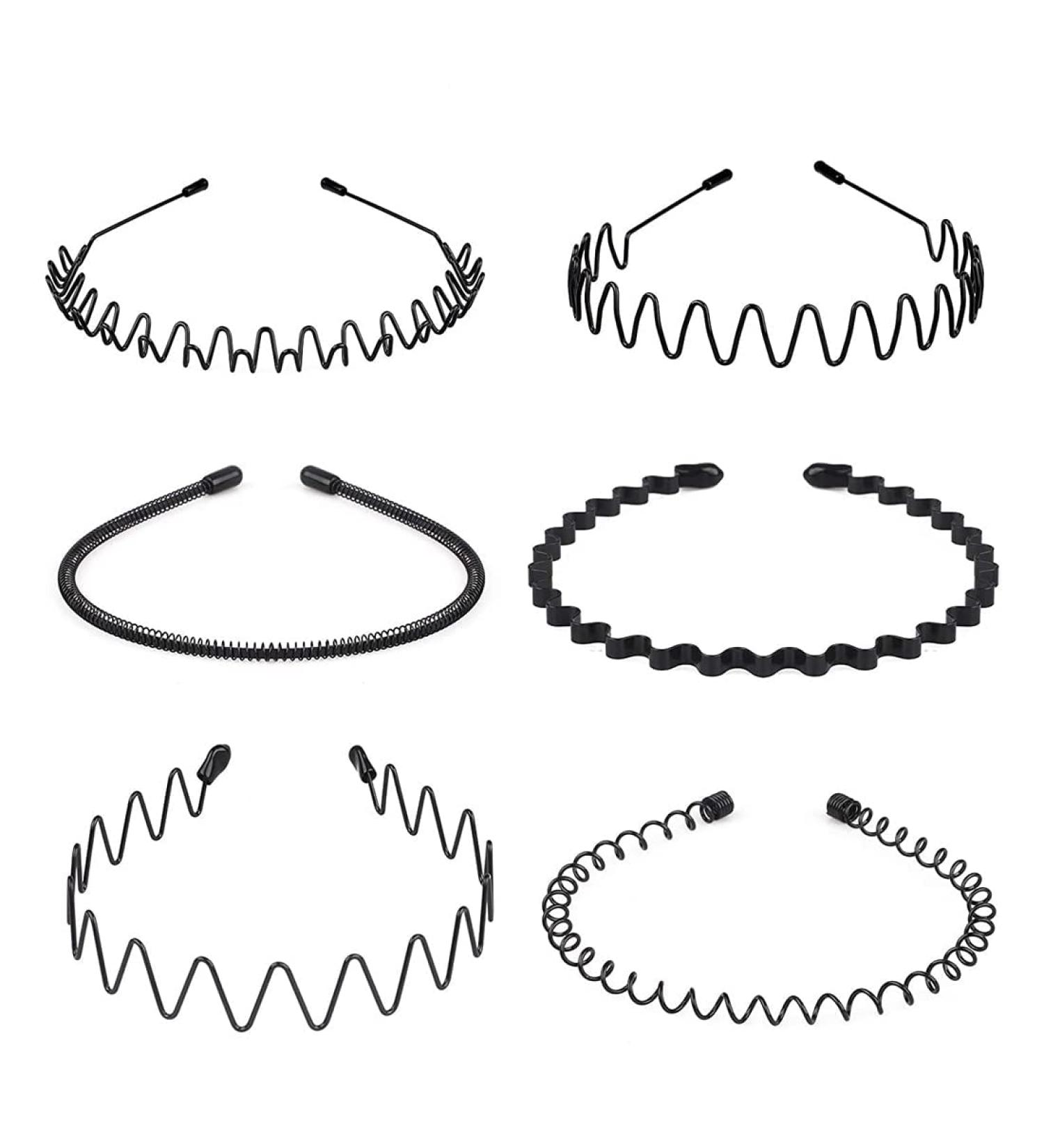 Metal Headband Set - 6 Pack Hair Bands for Men and Women | Non Slip Sports Headbands with Teeth Comb | Unisex Hairband Accessories for Outdoors and Beauty Care - Buy Online on GoSupps.com