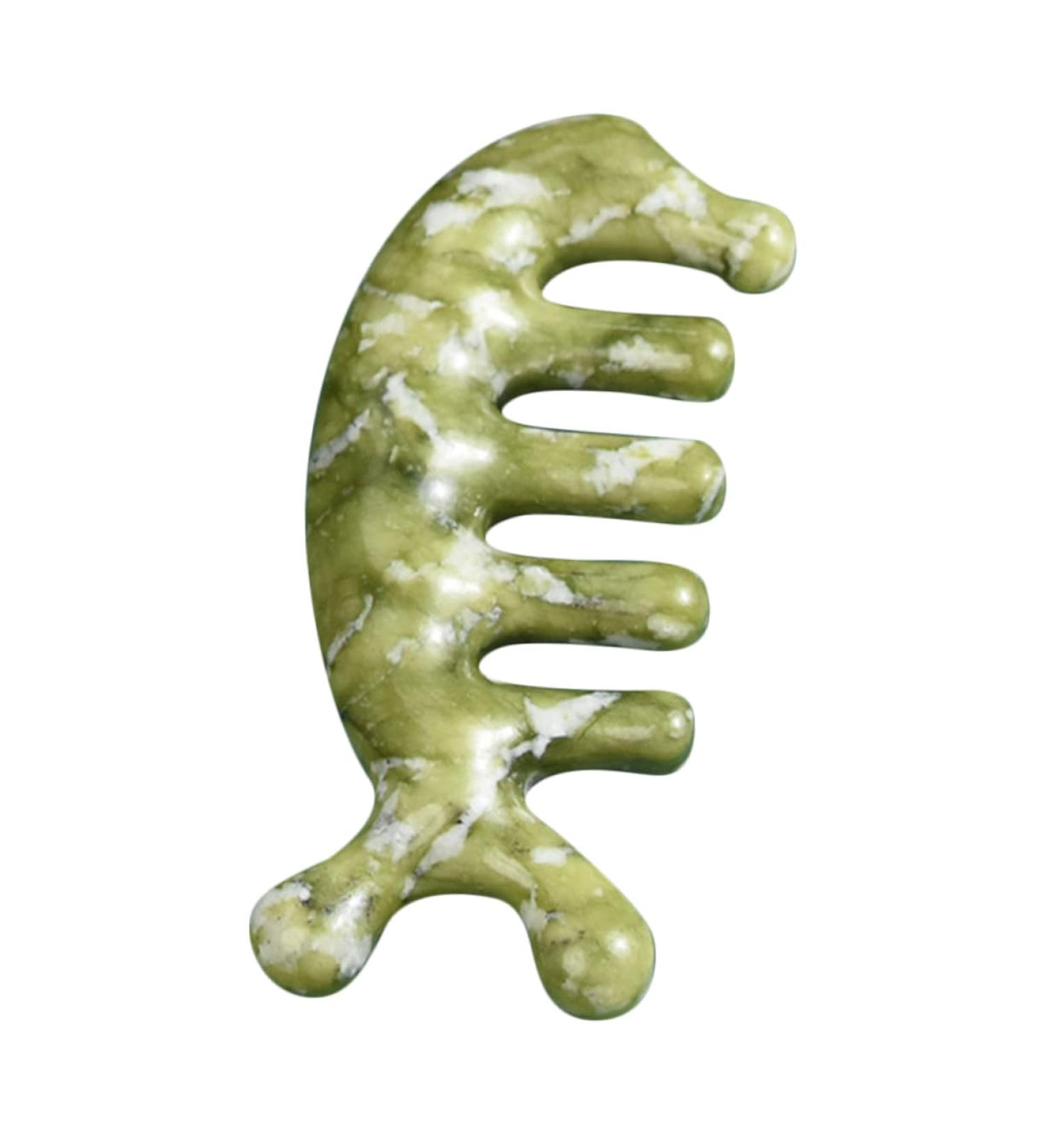 Gogogmy Jade Massage Comb - Handcrafted Body & Scalp Massager 11.5x1.5cm Green - Effective Relaxation & Wellness Tool - Buy Online on GoSupps.com