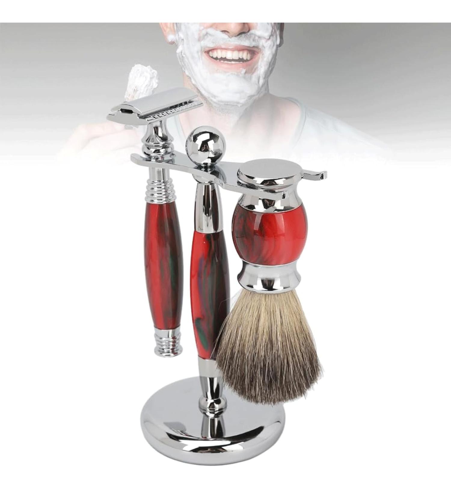 POSEDWRA Manual Shaving Set for Men | Retro Hand Razor Straight Razor & Brush Set - Premium Grooming Essentials - Buy Online on GoSupps.com