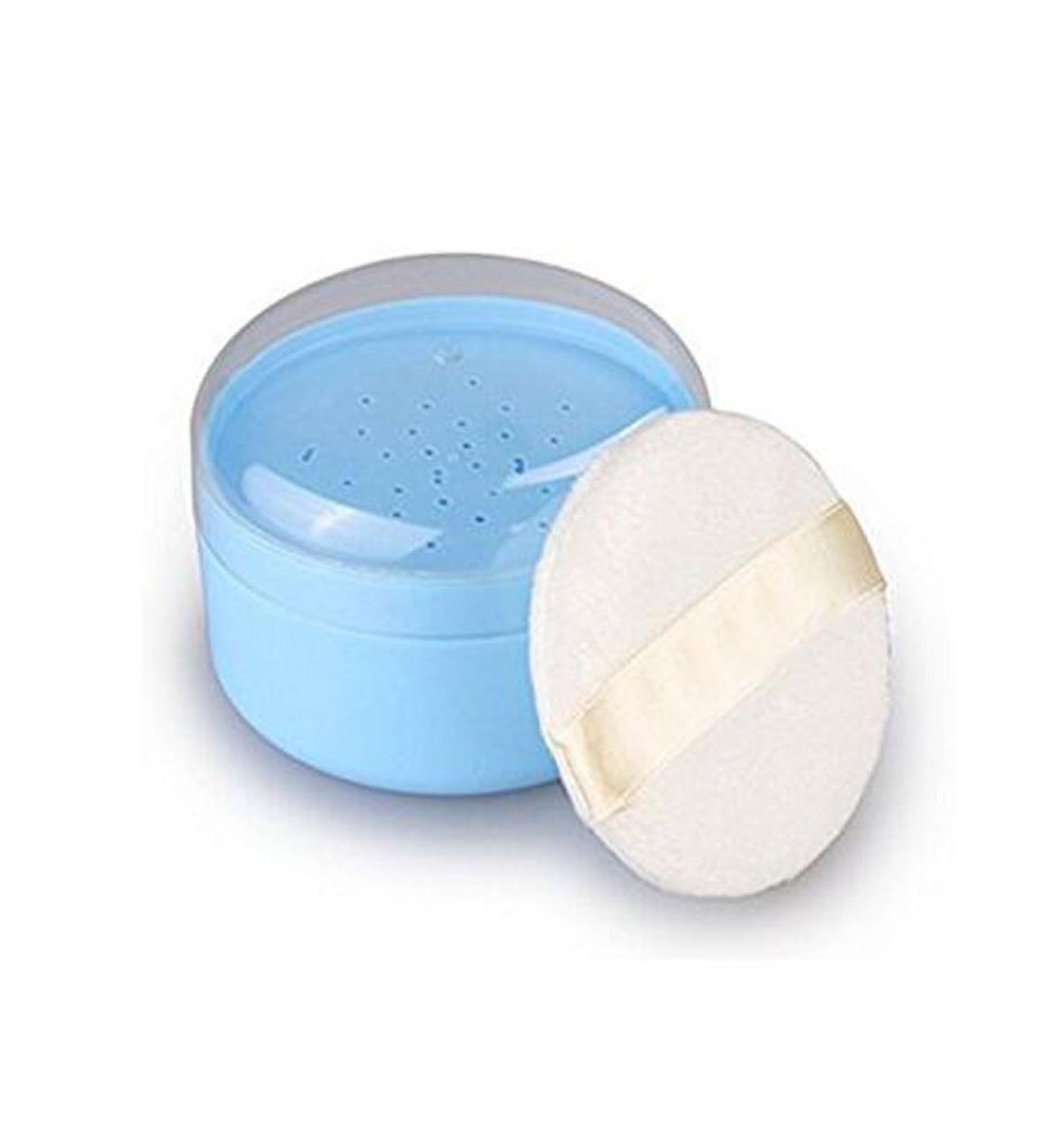 3.5'' Powder Puff Kit Container Dispenser Case | Portable Makeup Cosmetic Jar | Blue - Home & Travel - Buy Online on GoSupps.com