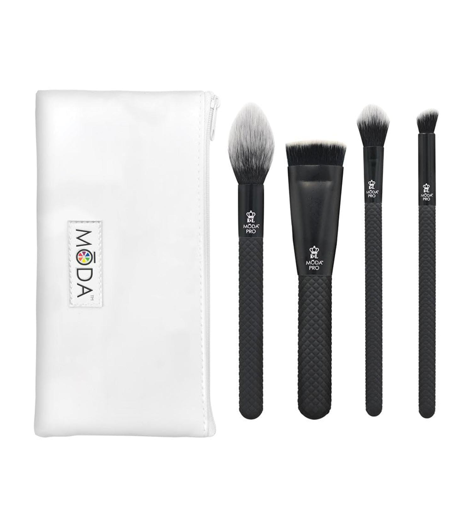 Moda Royal & Langnickel Full Size Pro Sculpt & Glow 5pc Makeup Brush Set with Pouch Includes Radiance Sculpt Glow and Precision Angle Brushes Black BMX-SGK5 - Buy Online on GoSupps.com