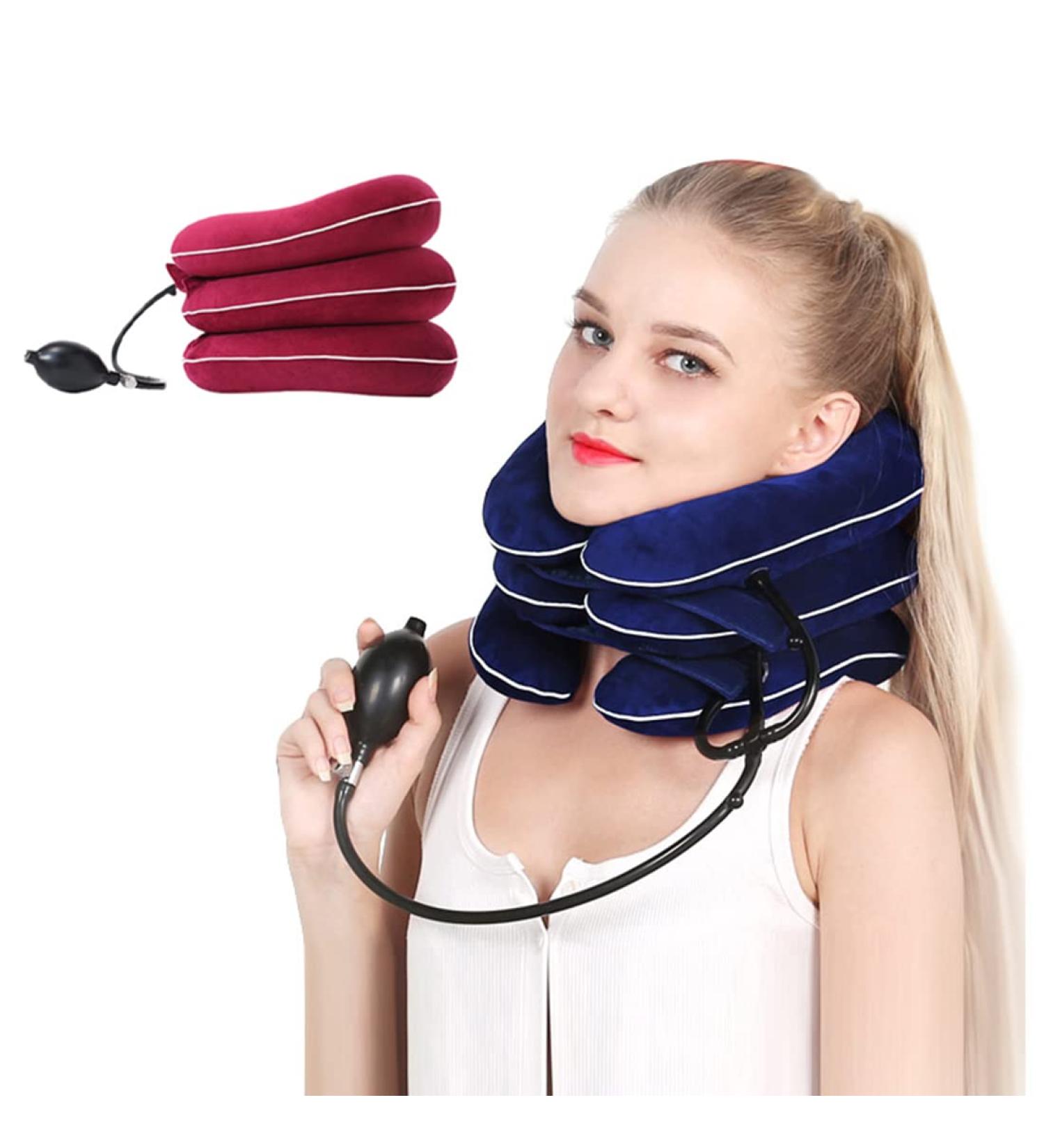 Foojo Neck Tractor - Inflatable Adjustable Neck Support for Pain Relief | Neckline Correction Equipment (Red) - Buy Online on GoSupps.com