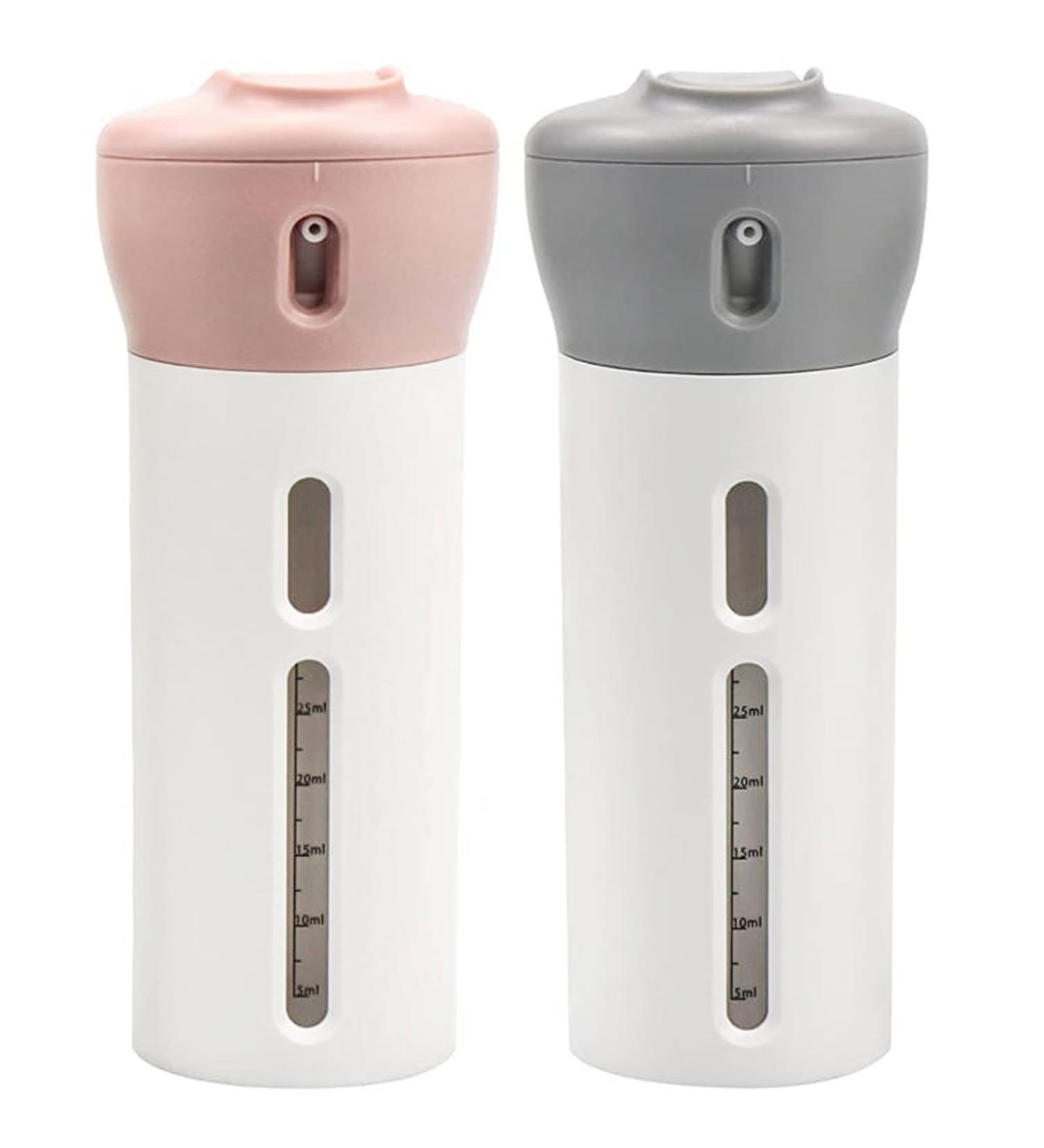 Chiveenido 4-in-1 Travel Dispenser Set | Refillable Shampoo & Toiletry Bottles - Pink & Gray - International Shipping - Buy Online on GoSupps.com