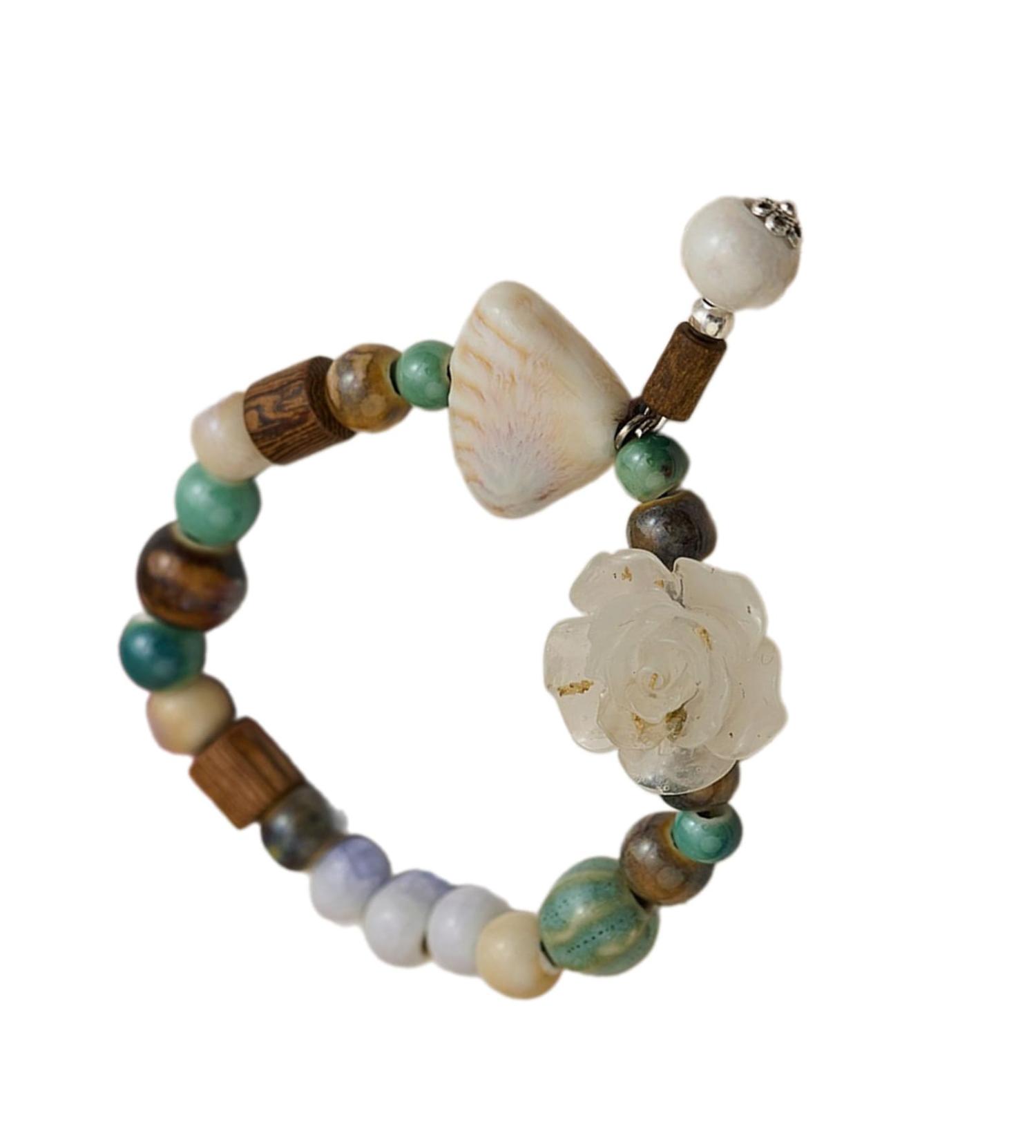 Oralgos Adjustable Charm Bracelet | Unique Handmade Ceramic & Ethnic Jewelry for Women - White - Buy Online on GoSupps.com