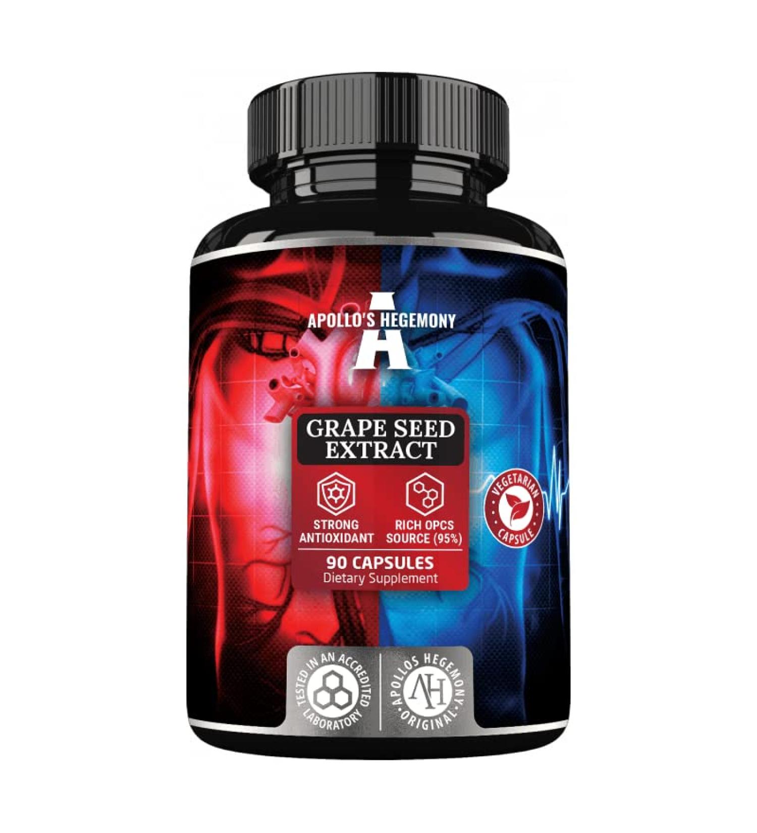 Grape Seed Extract 95% OPCs 400mg | 90 Vegan Capsules | Strong Antioxidant | Apollo's Hegemony - Buy Online on GoSupps.com