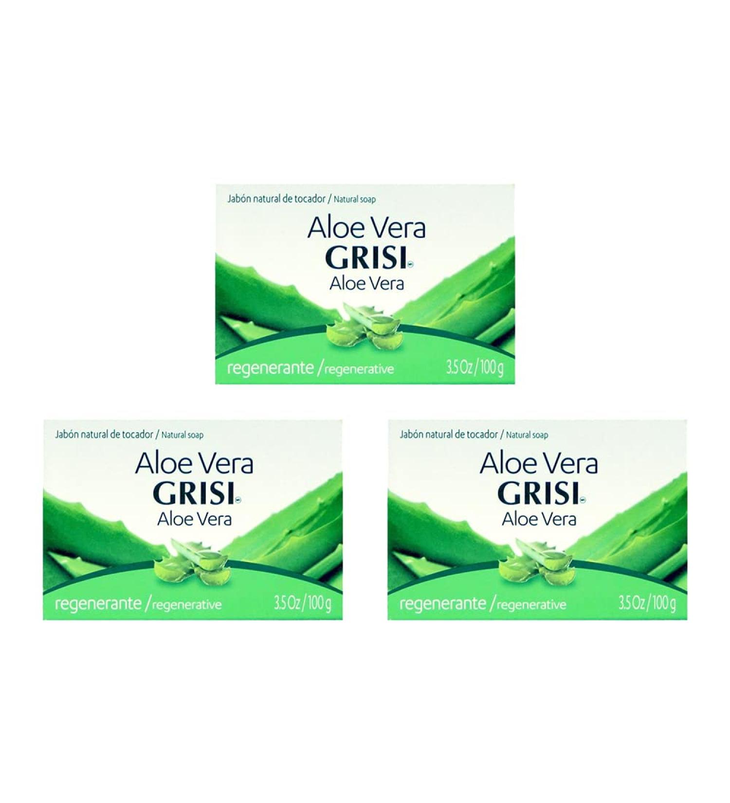 Grisi Aloe Vera Hydrating Soap Bar 3.5 Oz - Pack of 3 | Moisturizing Soap for Soft Skin - Buy Online on GoSupps.com