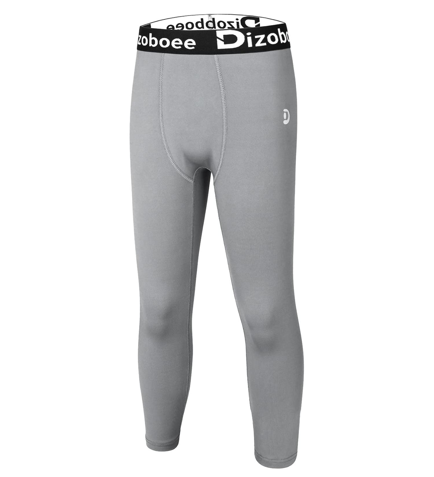 Dizoboee Boys Compression Pants Leggings - Youth Kids Athletic Basketball Base Layer 3/4 Length - Grey Large - Buy Online on GoSupps.com