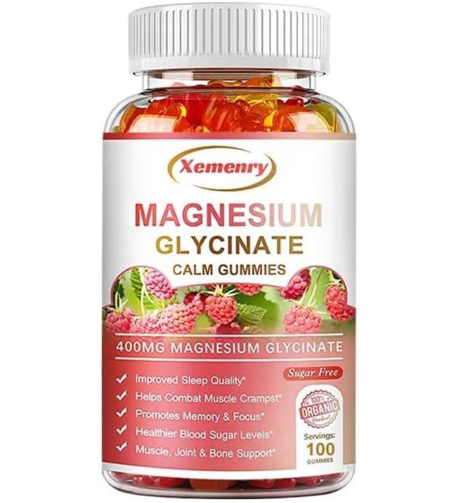 Magnesium Glycinate 400mg (100 Gums) with CoQ10 - Sleep Support Relieve Stress and Anxiety - Buy Online on GoSupps.com