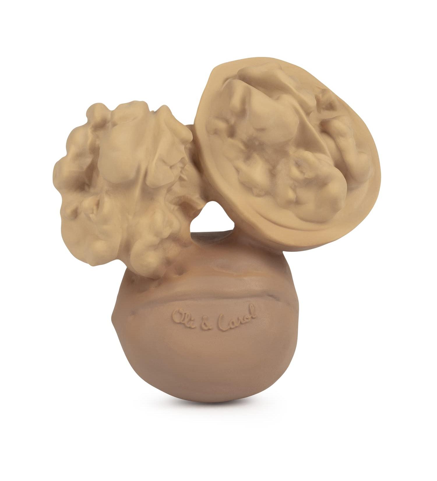 Oli & Carol Natural Rubber Baby Teething Ring - Nutty the Walnut 9 cm | Eco-Friendly & Soft Teether for Infants - Buy Online on GoSupps.com