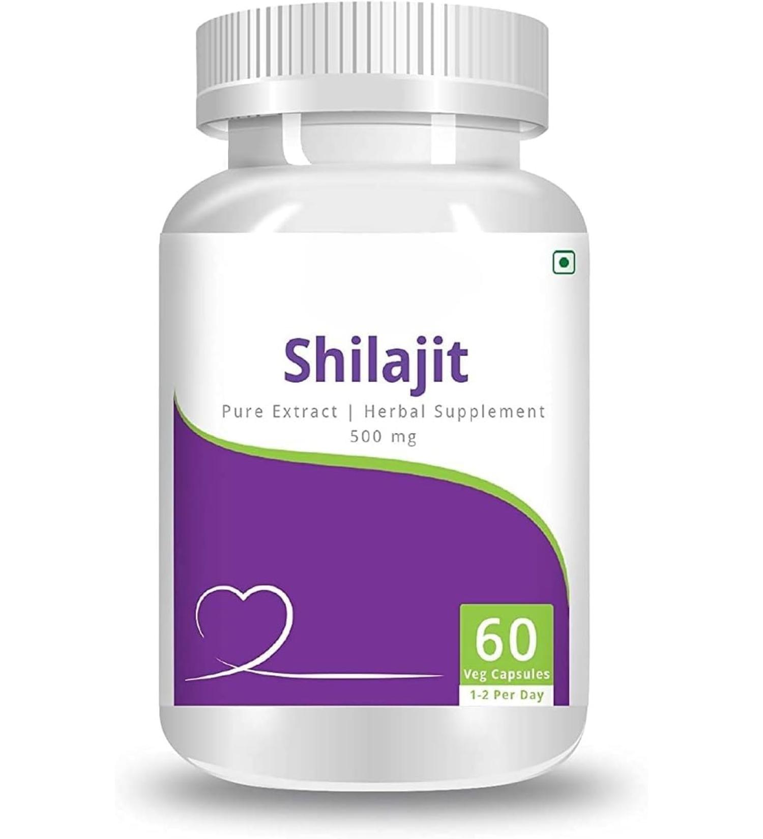 TU Shilajit Pure Extract for Youth and Stamina 500 mg 60 Veggie Capsules - Pack of 1