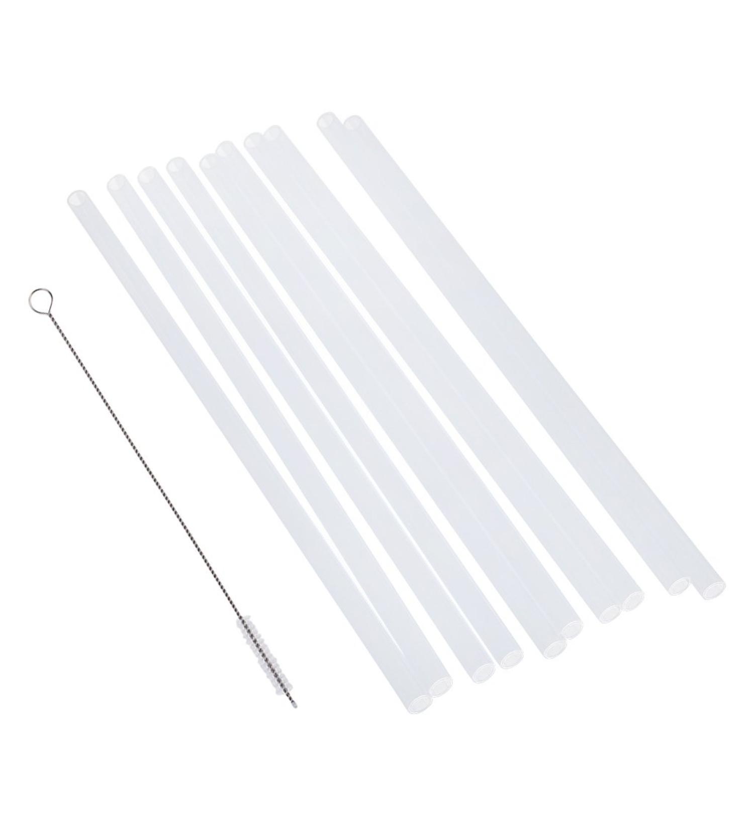 MonkeyJack 10 Pieces Reusable Clear Hard Plastic Drinking Straws+1 Piece Cleaning Brush for Mason Jar and Tumblers Home Party Tableware - Buy Online on GoSupps.com