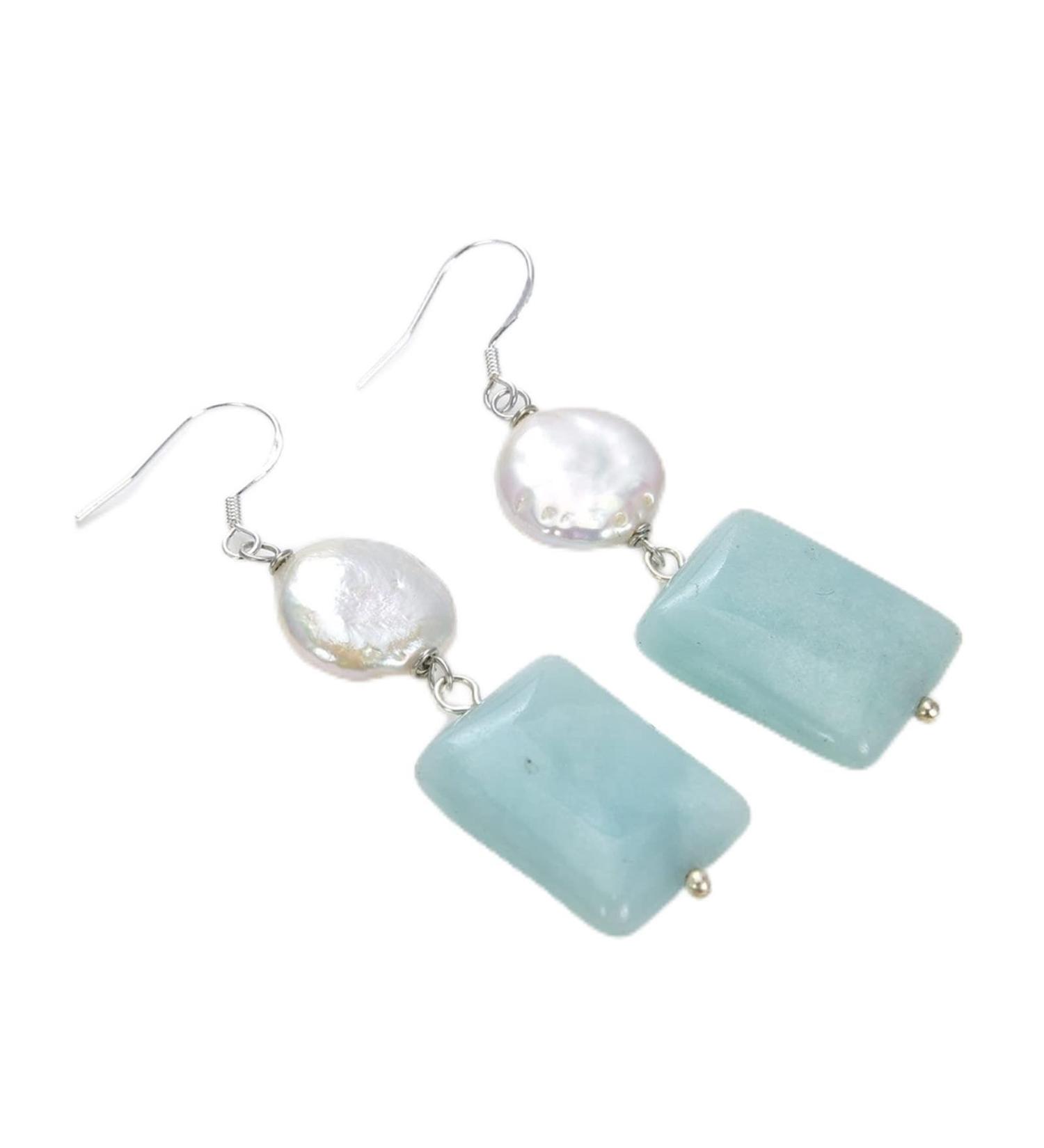 Earrings for Women White Coin Amazonite Silver Hook Earrings Hilarity Earrings for Women - Buy Online on GoSupps.com
