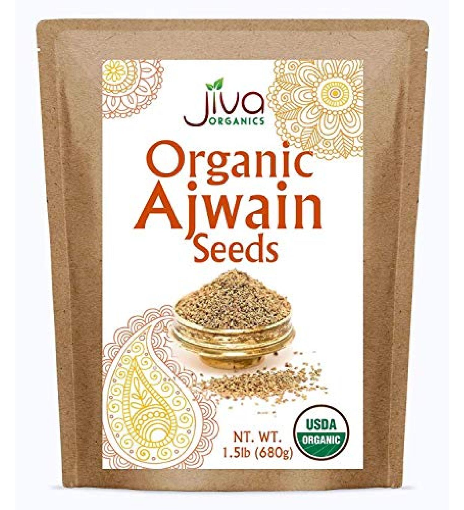 Jiva Organics Organic Ajwain Seeds 7 ounce Bag - Whole Carom Seed, Ajamo, 100% Natural & Non-GMO 7 Ounce (Pack of 1)
