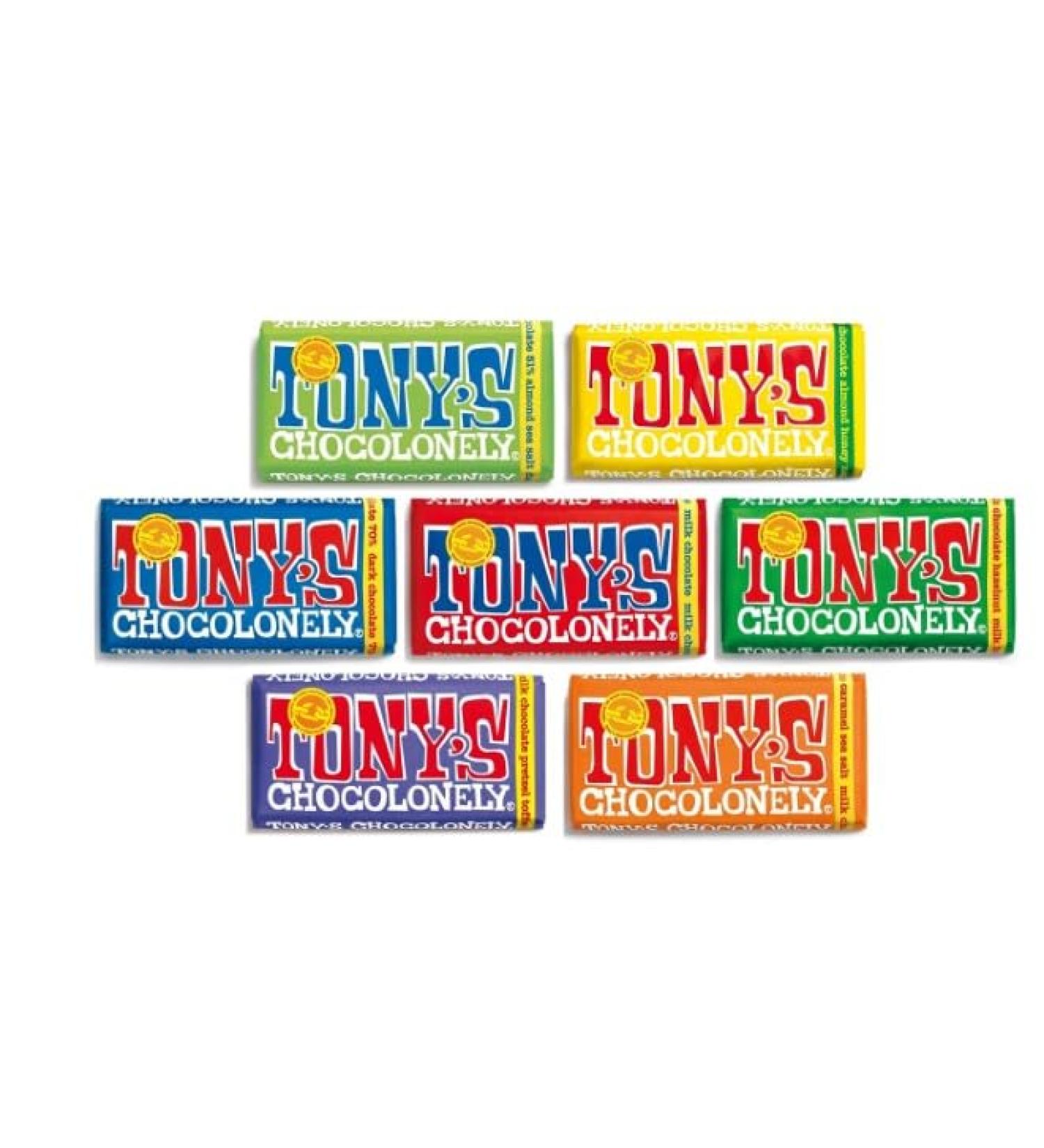 Tony's Chocolonely Chocolate 7 x 180g Bars Mixed Case Tasty And Twisty Treat Gift Hamper For Birthday Christmas Sold By Kidzbuzz