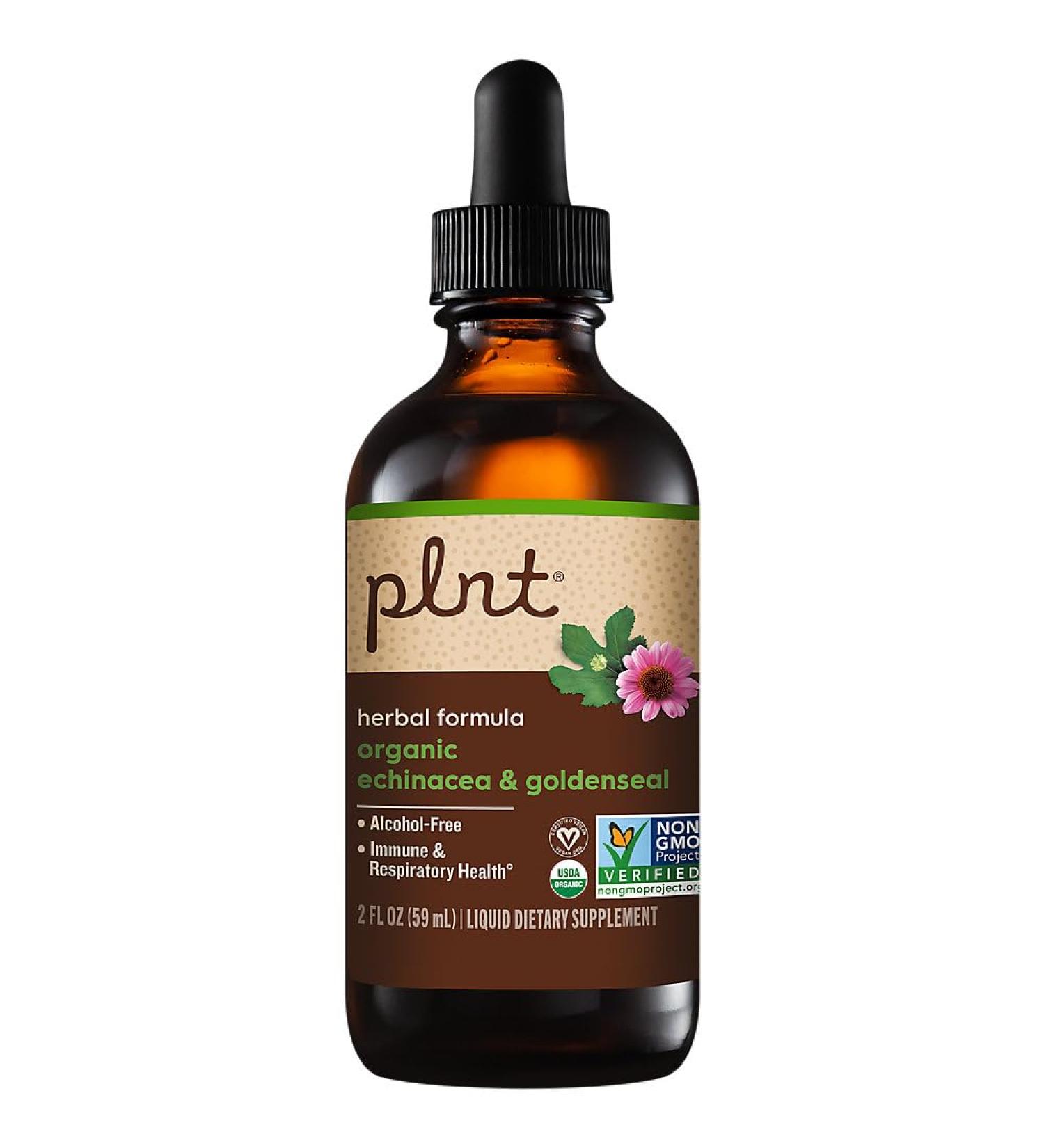 plnt Organic Liquid Echinacea & Goldenseal a Herbal Formula for Immune & Respiratory Health a Alcohol-Free (2 fl. oz.) - Buy Online on GoSupps.com