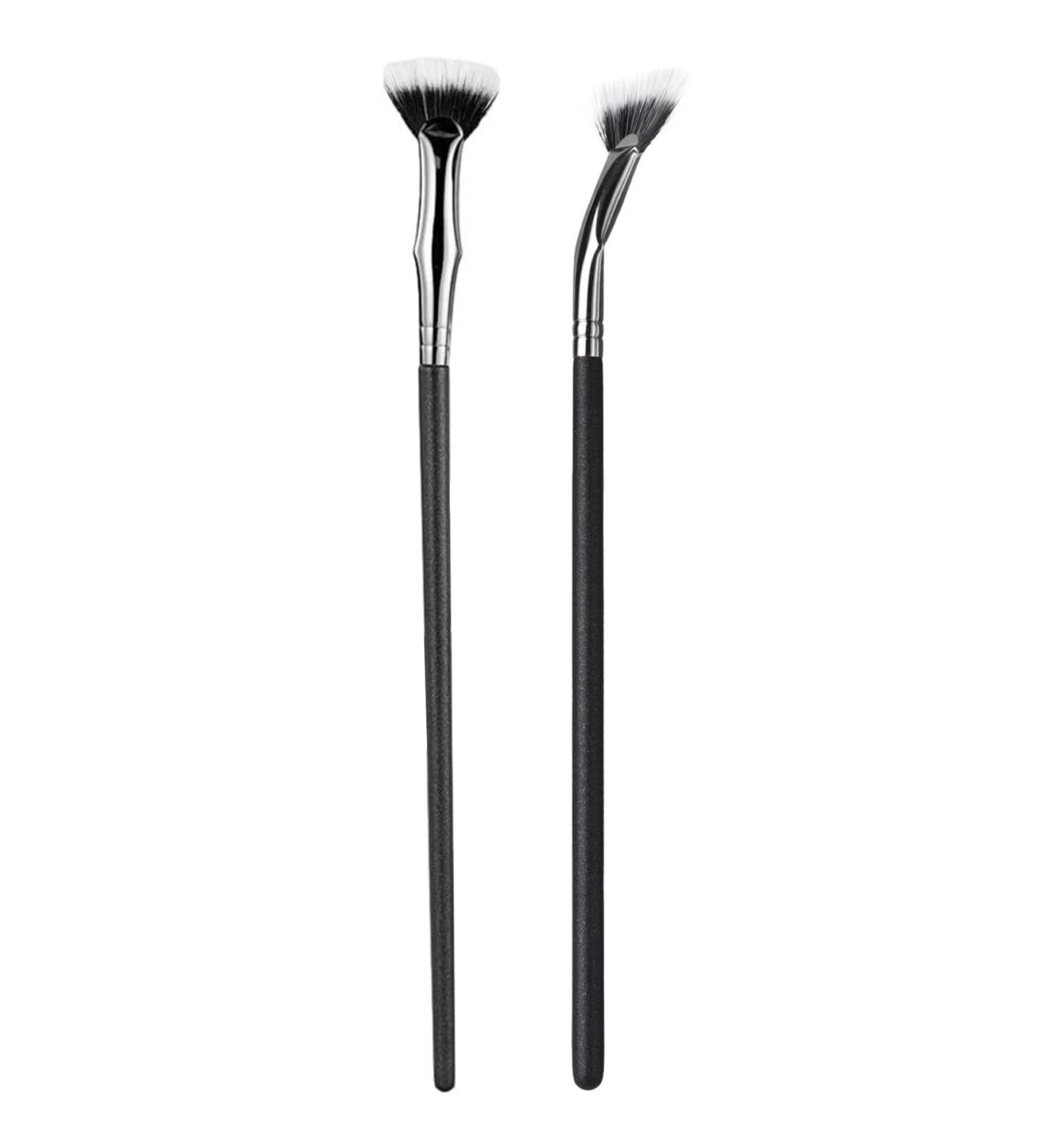 Mascara Fan Brush Set - 2PCS Folding Synthetic Fiber Eyelash & Eyebrow Brushes for Smooth Application & Natural Lifted Effects - Buy Online on GoSupps.com