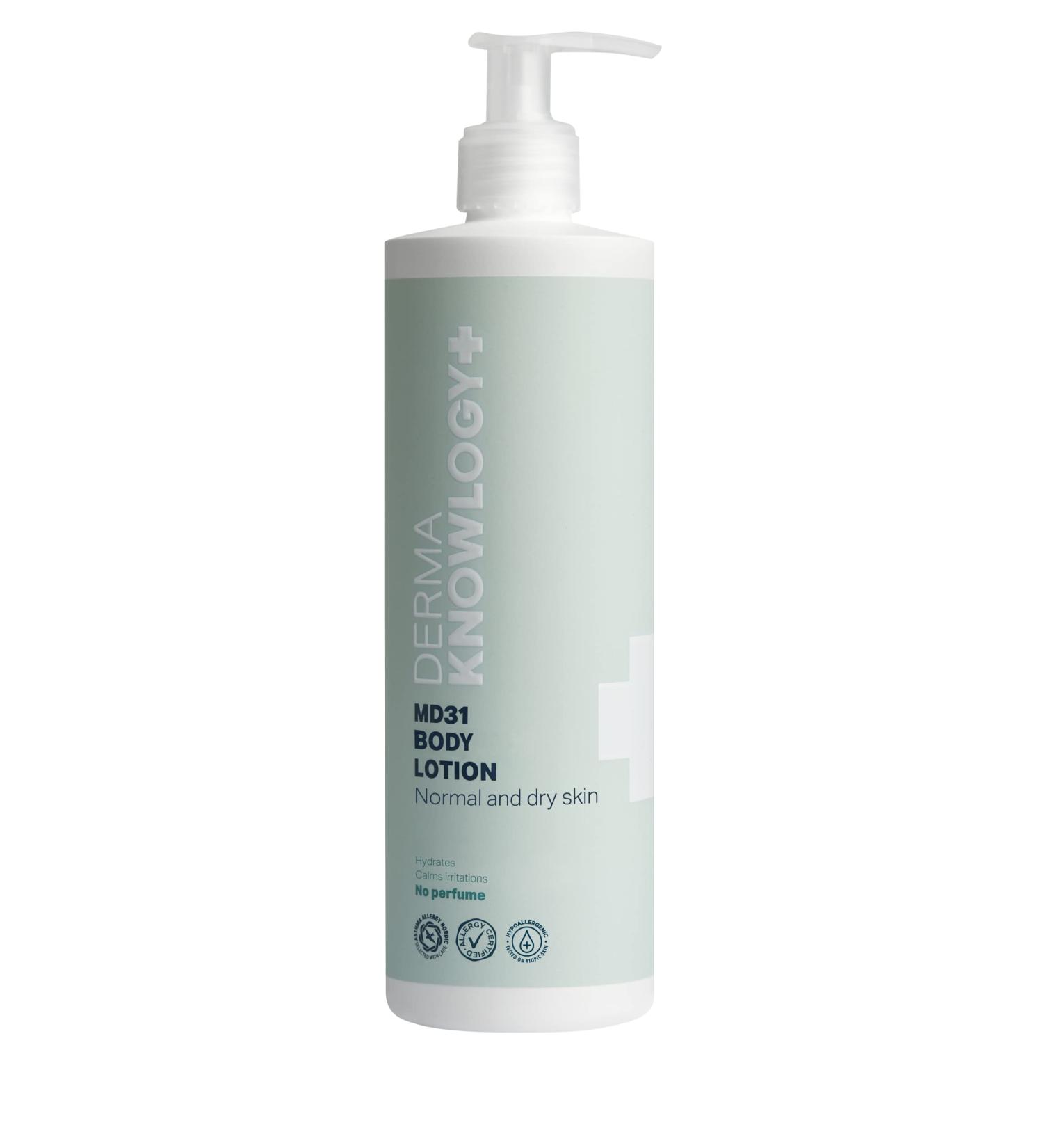 Dermaknowlogy MD31 Body Lotion | Moisturizing for Normal & Dry Skin | Perfume-Free | Allergy Certified | Safe for Infants Children & Adults | 400ml - Buy Online on GoSupps.com