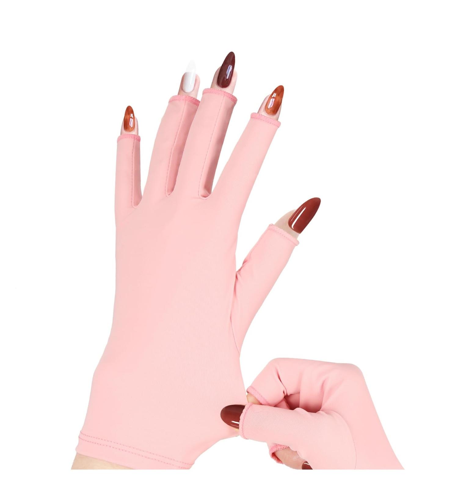 chemotex UV Gloves UPF50+ Protection Fingerless Gloves for Gel Manicures One Size Pink - Buy Online on GoSupps.com
