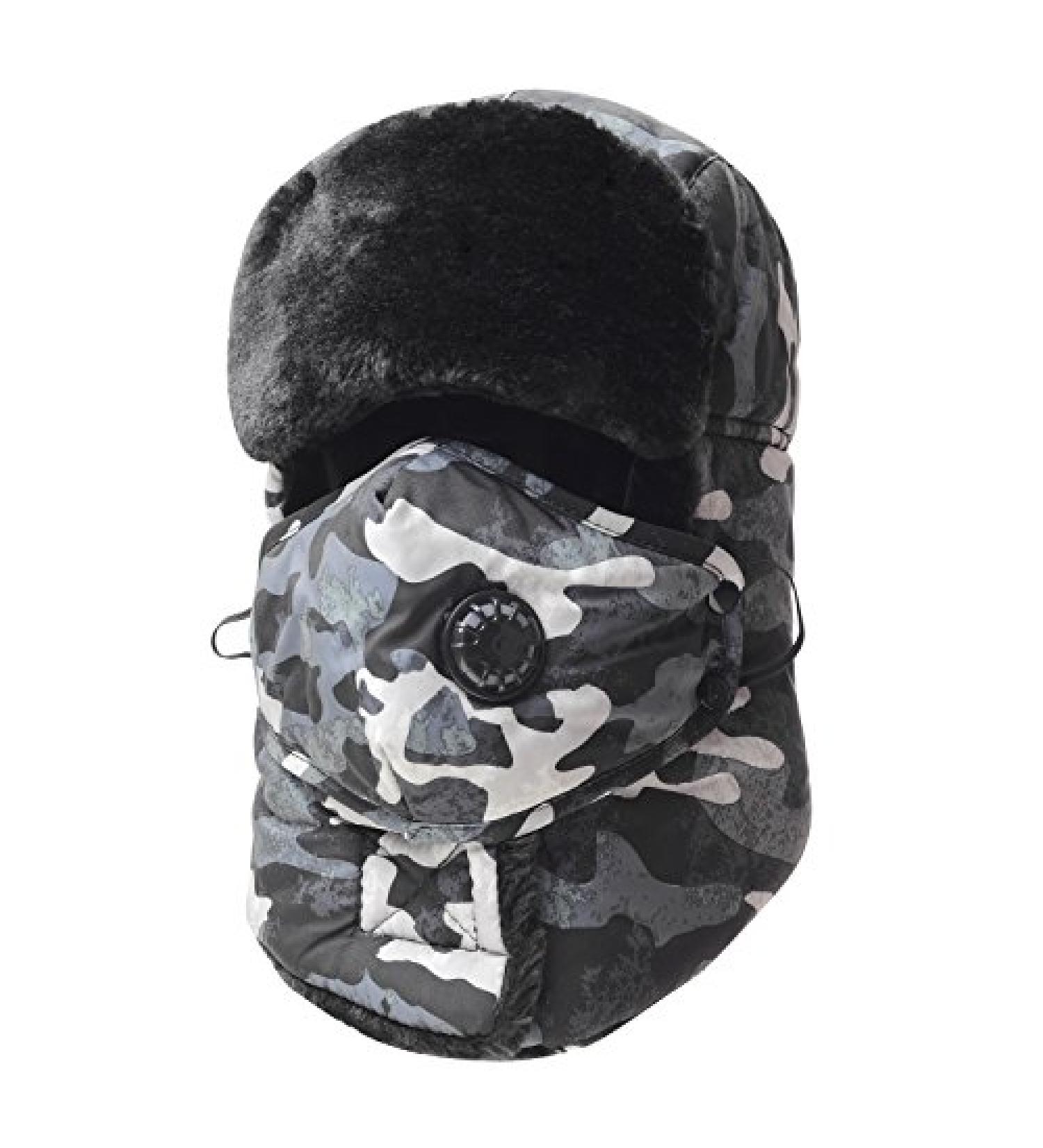 Trooper Trapper Hat with Ear Flap & Windproof Ski Mask - Gray - Buy Online on GoSupps.com