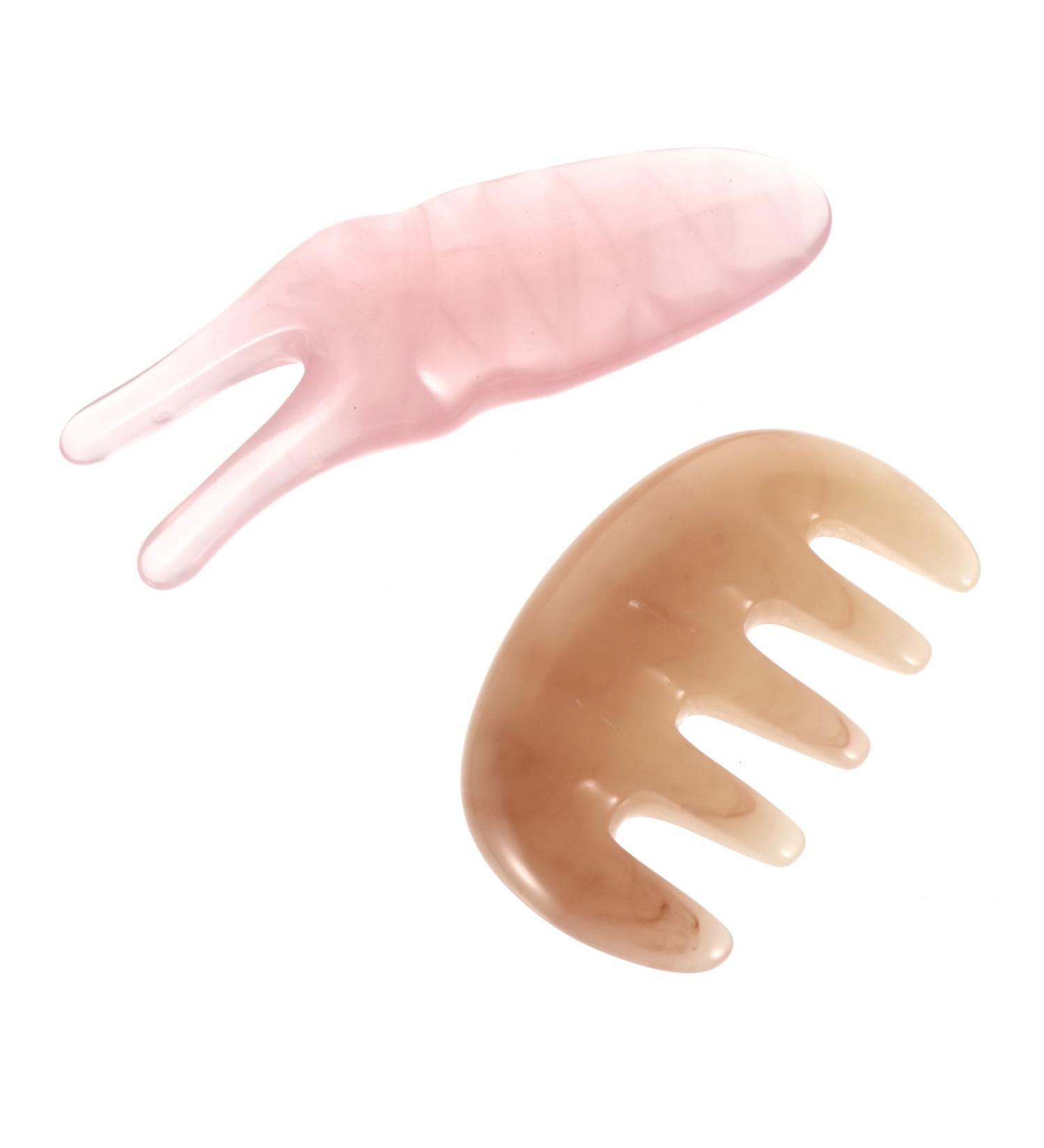 Beavorty 1 Massage Device - Premium Jade Pink Gua Sha Comb & Tool for Head & Face Massage | 12x4cm Beeswax Neck Holder Comb for Women - Buy Online on GoSupps.com