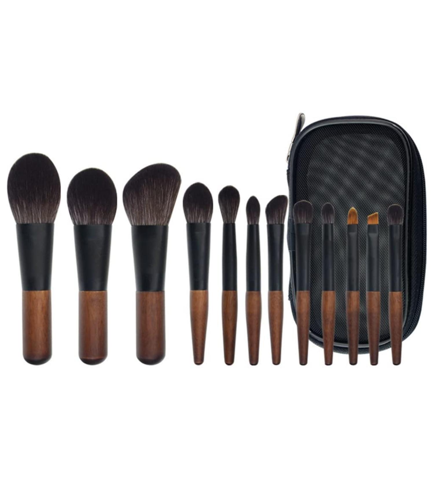 Buy Mini Portable 12 Makeup Brush Set | Loose Powder & Eyeshadow Brushes | Best Beauty Tools for Travel - Buy Online on GoSupps.com